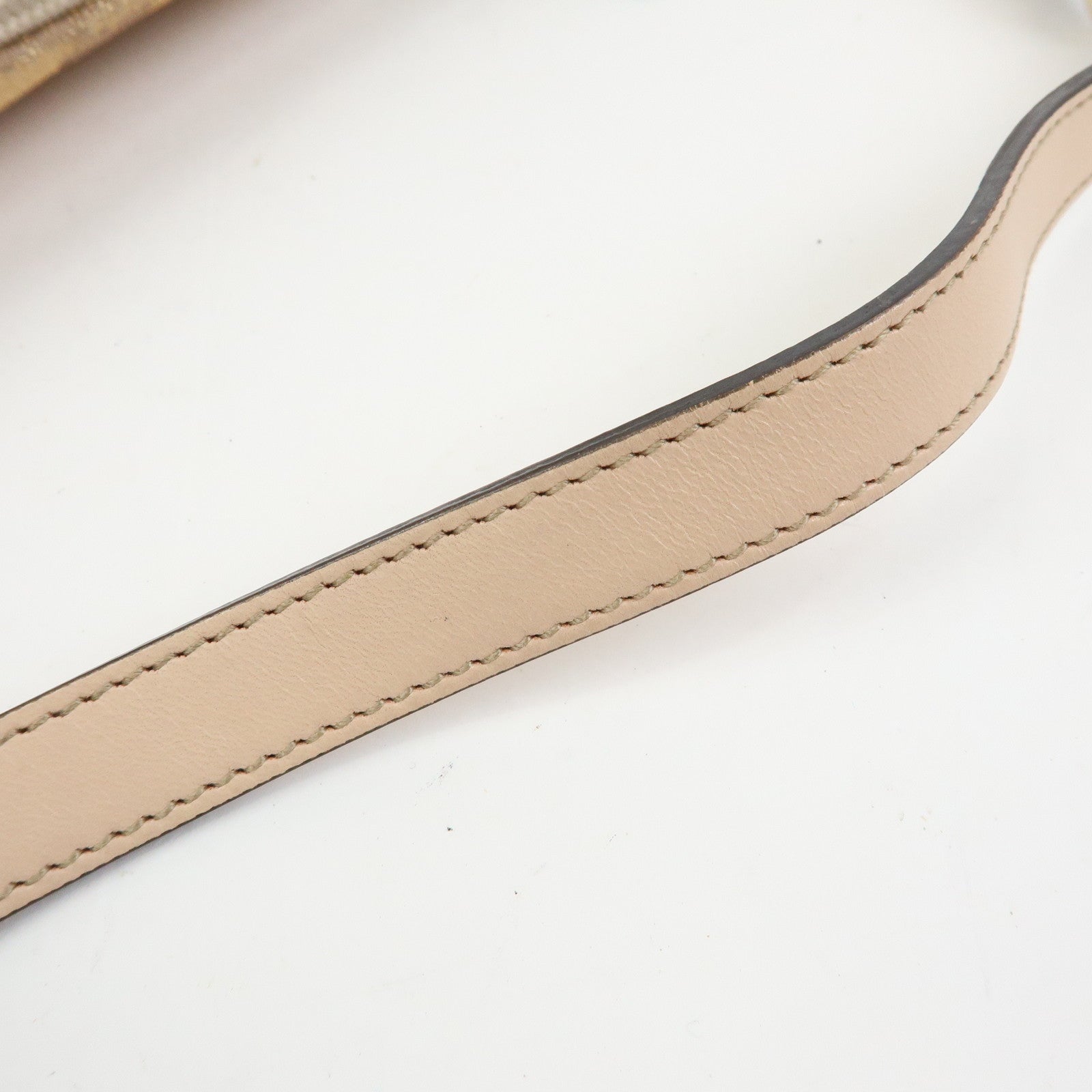 GUCCI GG Canvas Leather Hand Bag Pouch Beige Pink 190393