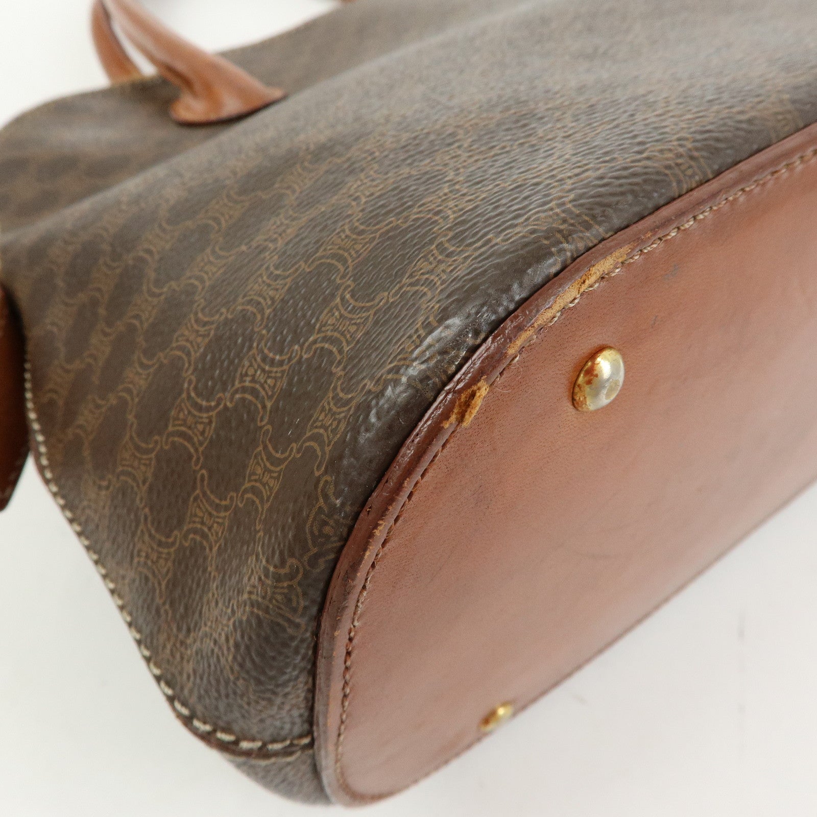 CELINE Macadam PVC Leather 2Way Bag Hand Bag Brown