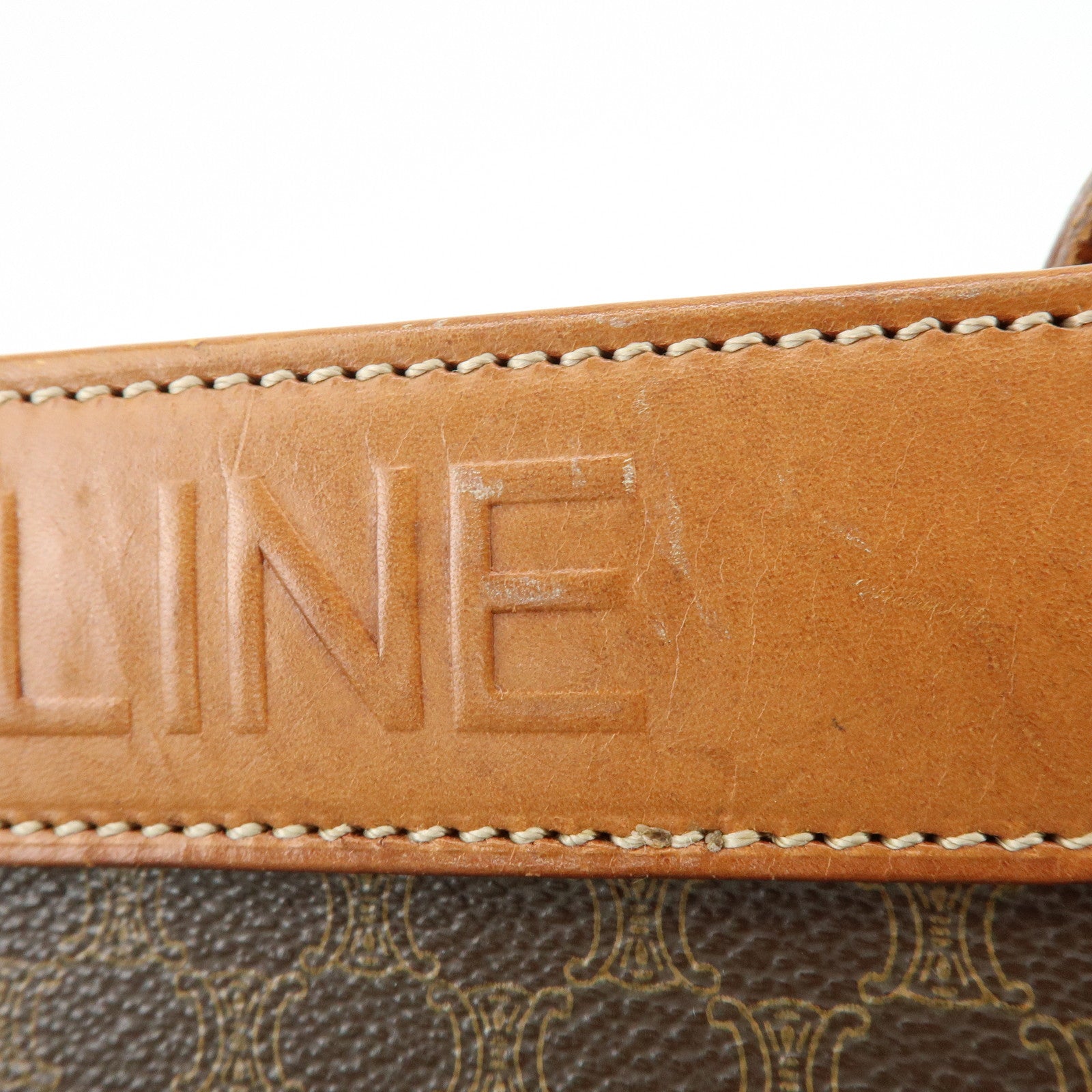 CELINE Macadam PVC Leather Tote Shoulder Bag Brown