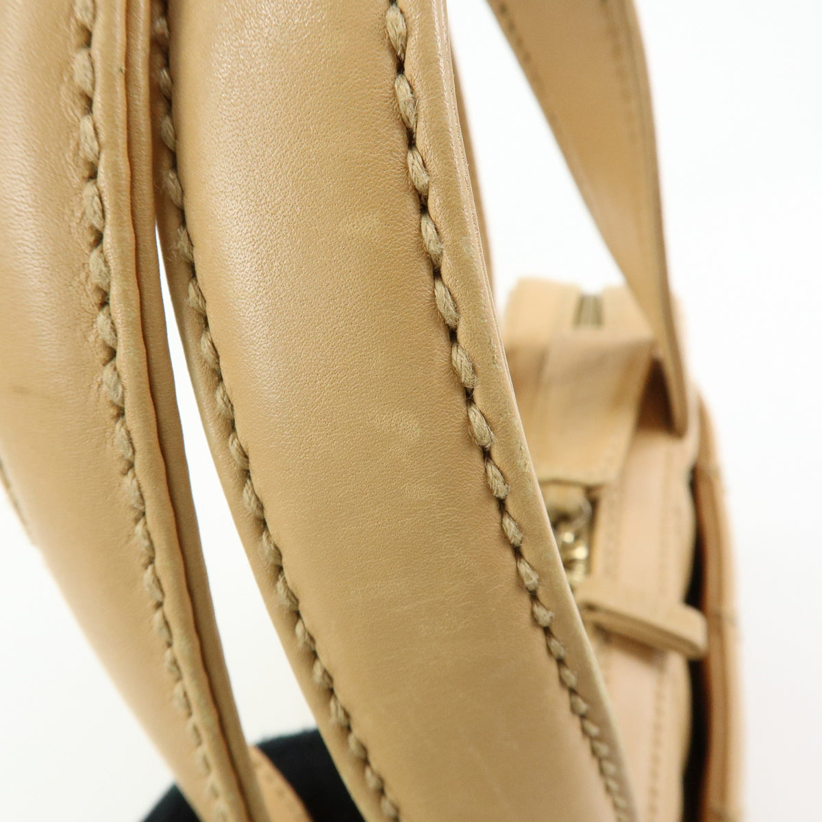 CHANEL Wild Stitch COCO Mark Leather Hand Bag Tote Bag Beige A14693