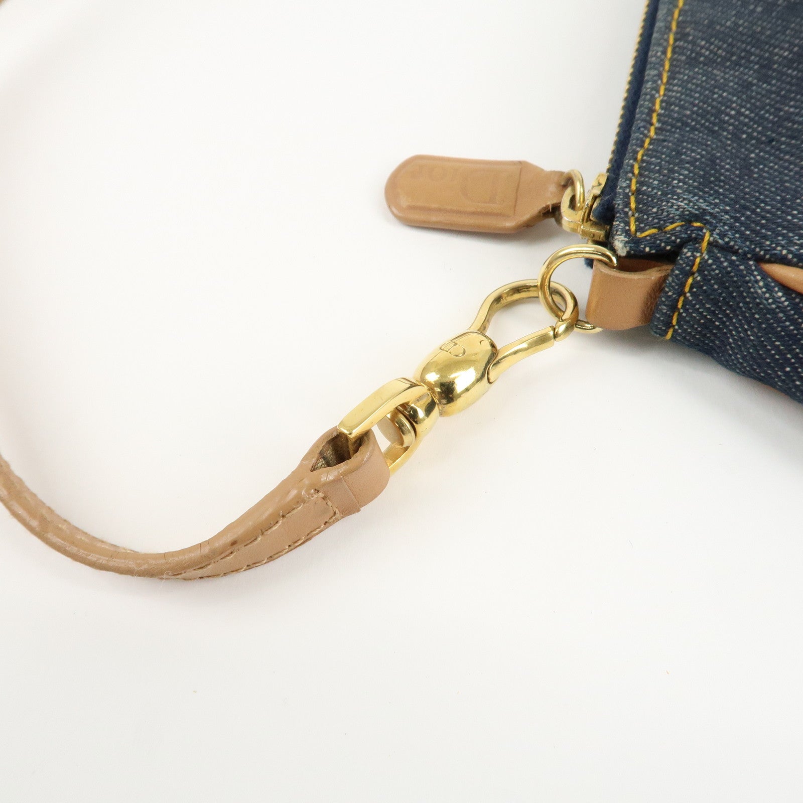 Christian Dior Saddle Pouch Denim Leather Hand Bag Shoulder Bag Indigo Used