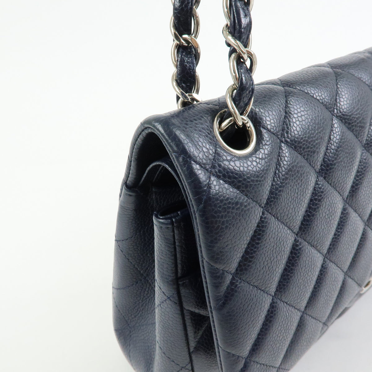 CHANEL Matelasse 30 Caviarskin W Flap Chain Shoulder Bag Navy A58600