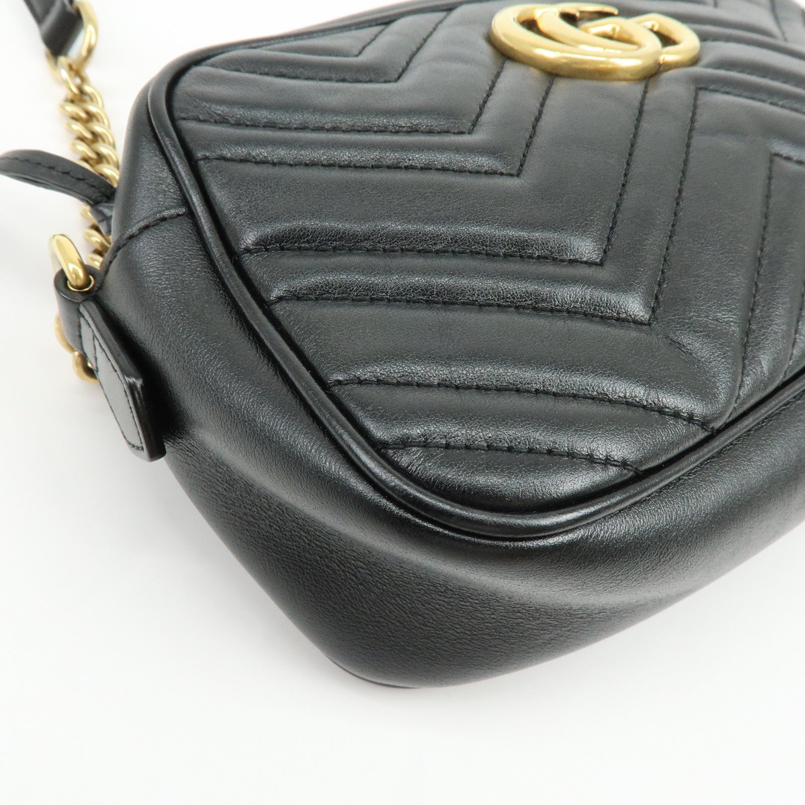 GUCCI GG Marmont Leather Shoulder Bag Crossbody Bag Black 447632