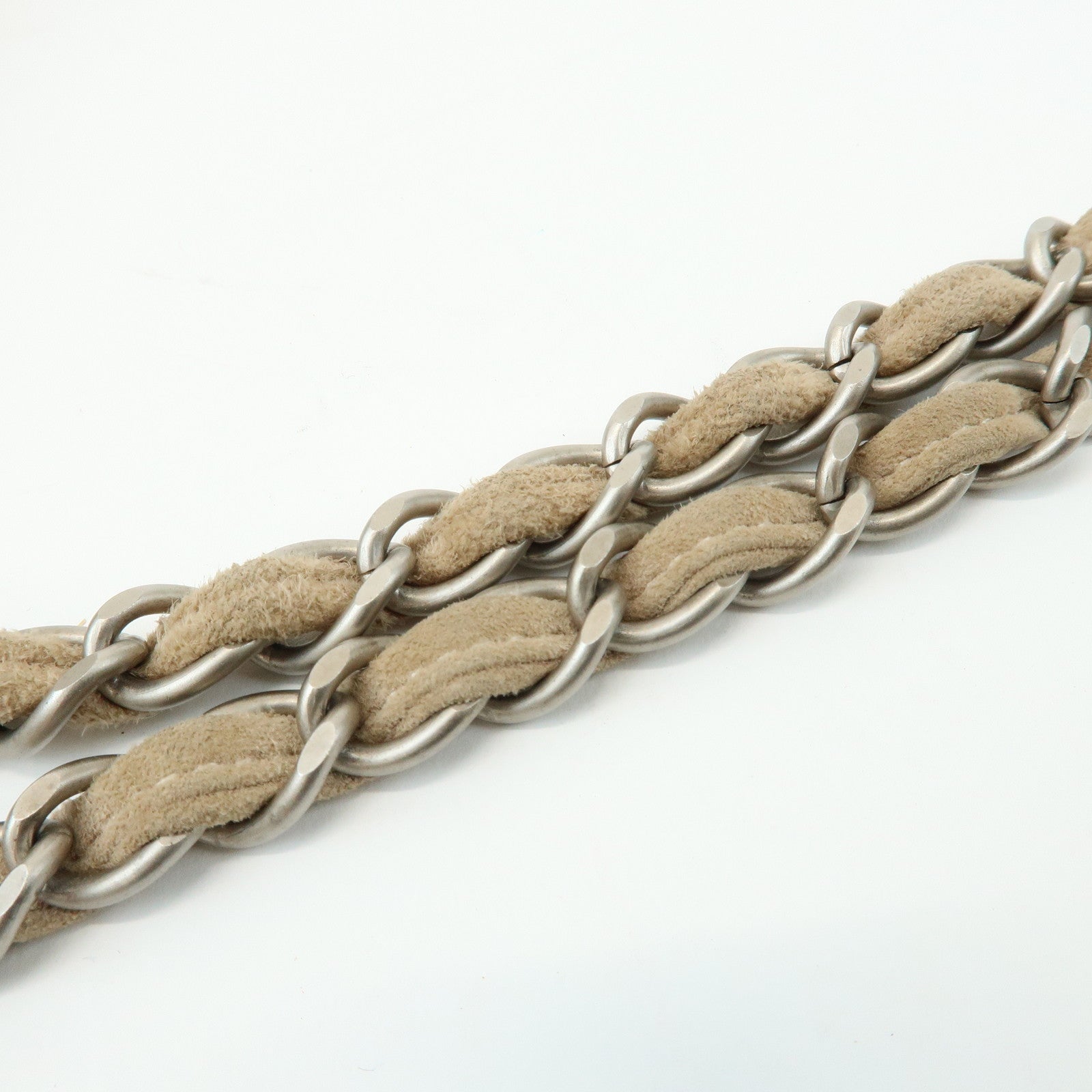 CHANEL 2.55 Suede Patchwork Chain Shoulder Bag Beige A14528