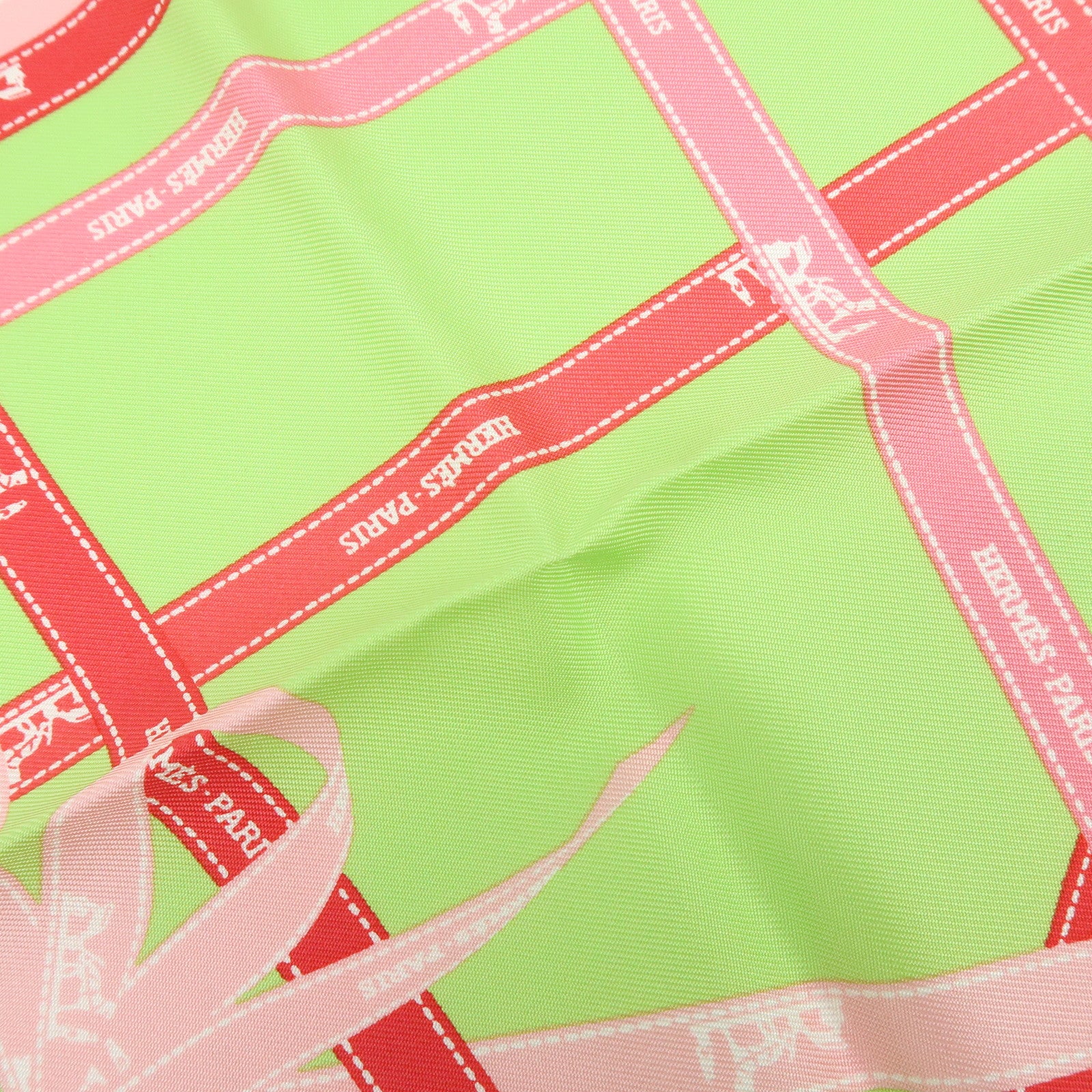HERMES Carre 40 Lot of 2 Silk 100% Scarf Grand H/Bolduc Orange Green