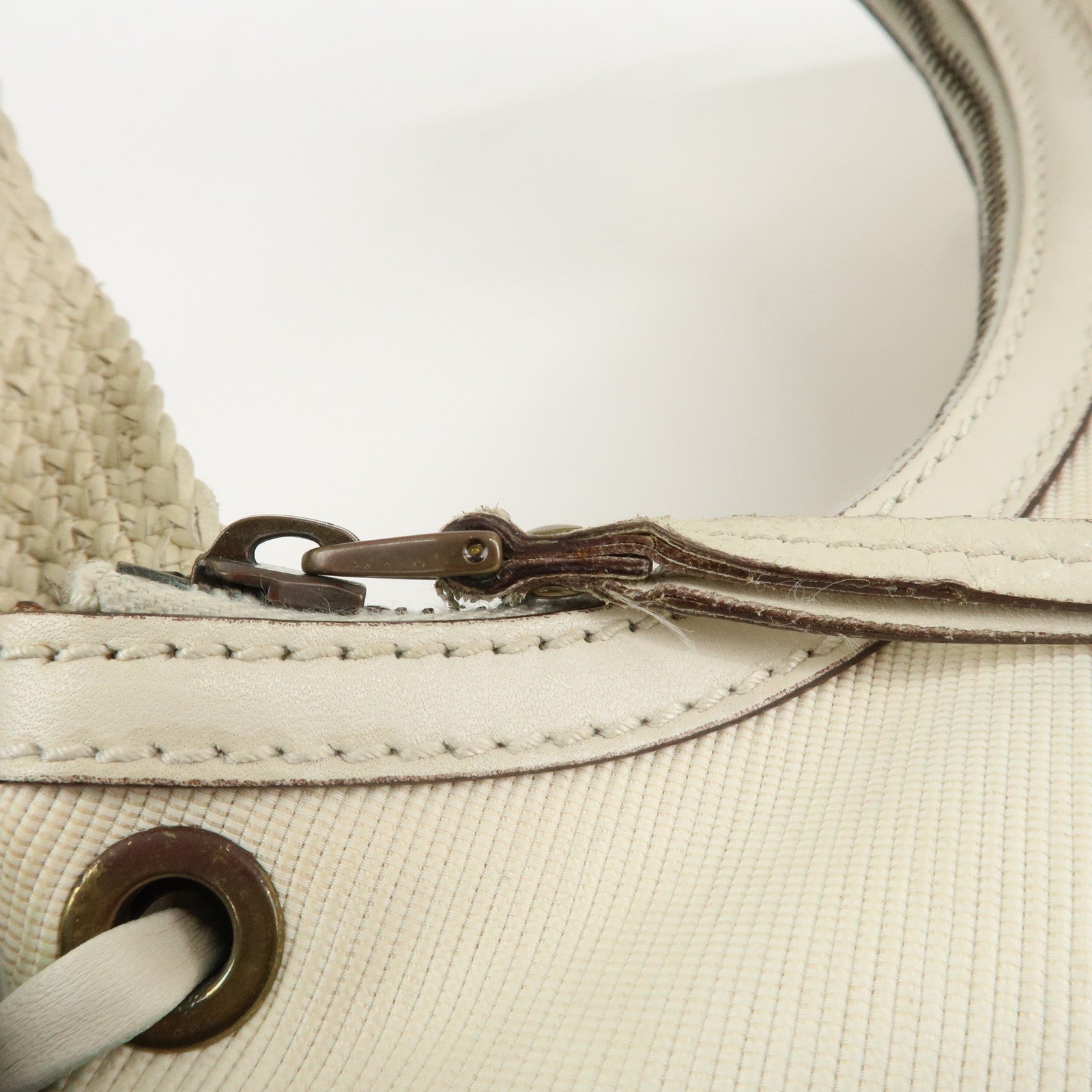 GUCCI Canvas Leather Hobo Bag Shoulder Bag Hand Bag Ivory 106293 Used