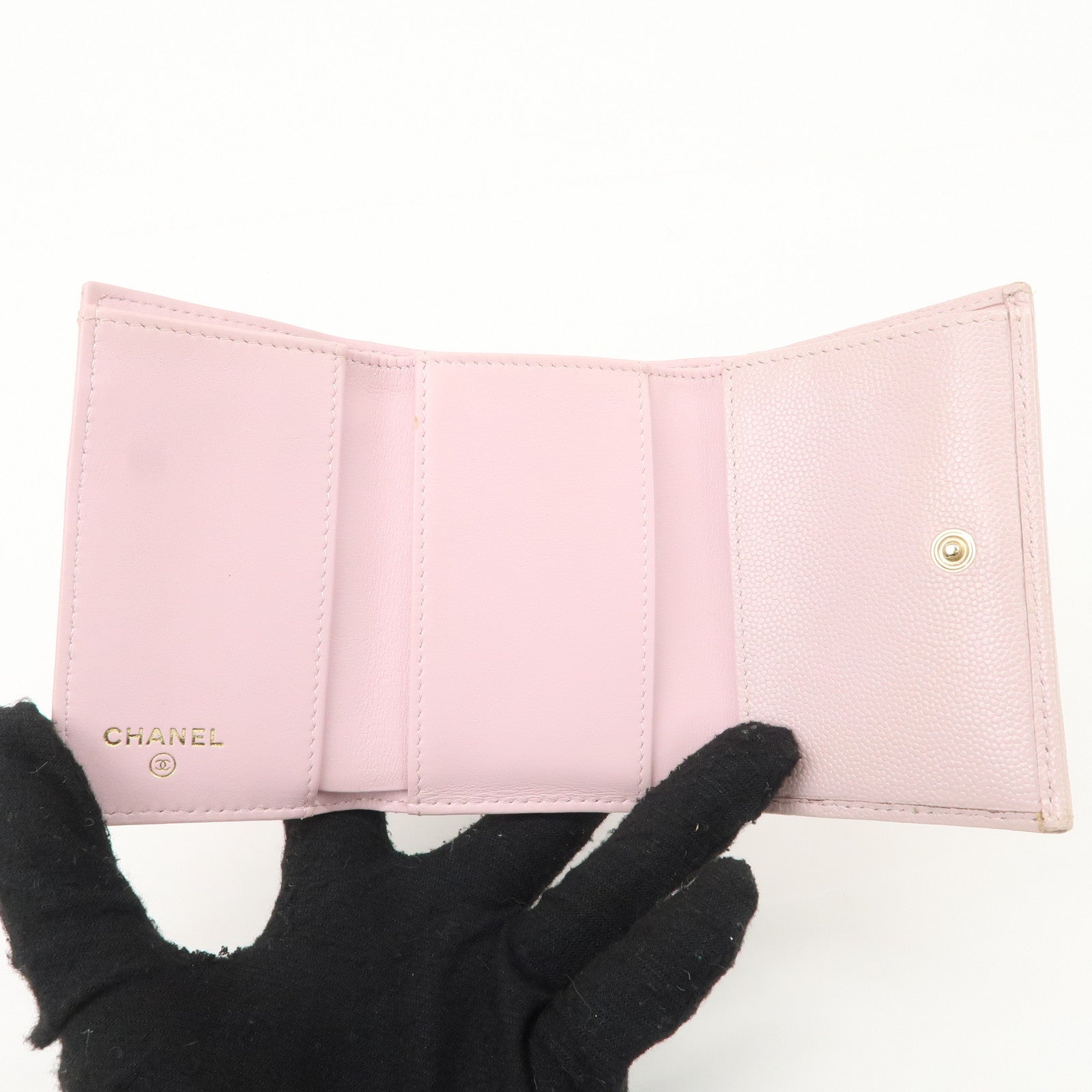 CHANEL Matelasse Caviarskin Classic Small Flap Wallet AP0230 Used