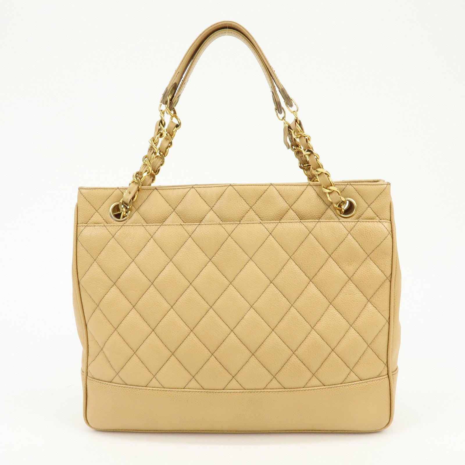 CHANEL Matelasse Caviarskin Shoulder Bag Hand Bag Beige