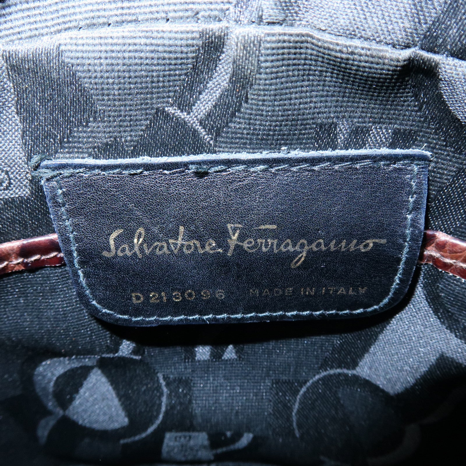 Ferragamo Vara Embossed Leather Shoulder Bag Crossbody Bag Brown