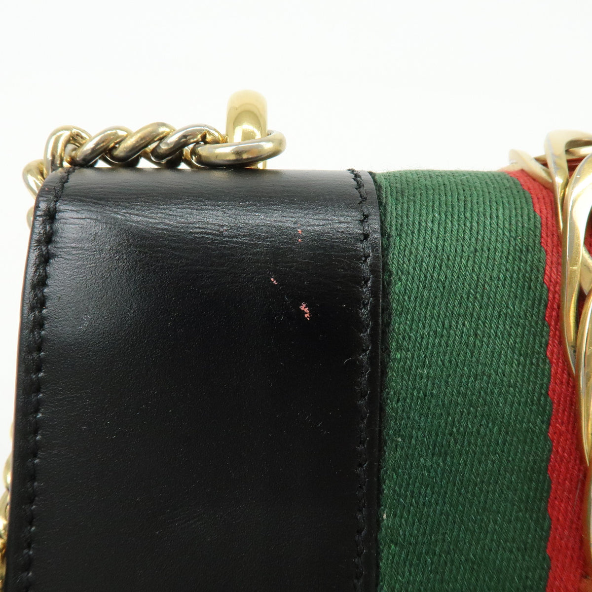 GUCCI Sylvie Sherry Leather Chain Shoulder Bag Crossbody Bag Black
