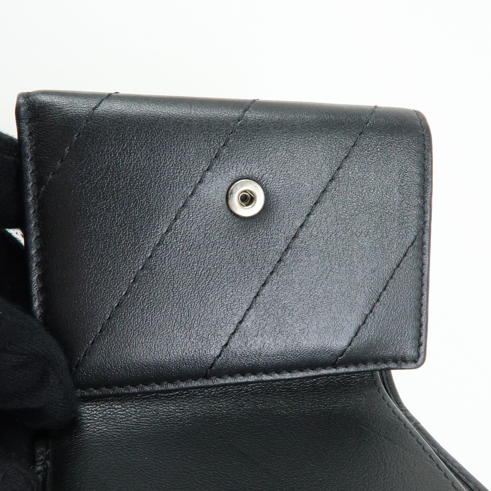 JIMMY CHOO Star Studs Leather Compact Tri-fold Wallet Black