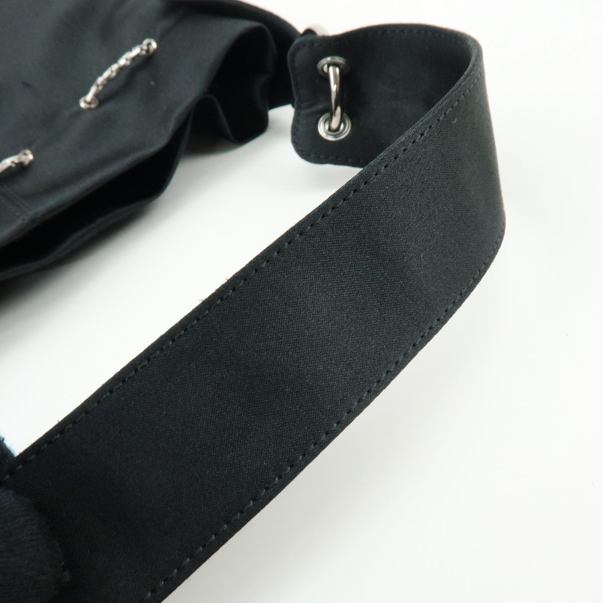 TOD'S Logo Nylon Shoulder Bag Hand Bag Black Silver