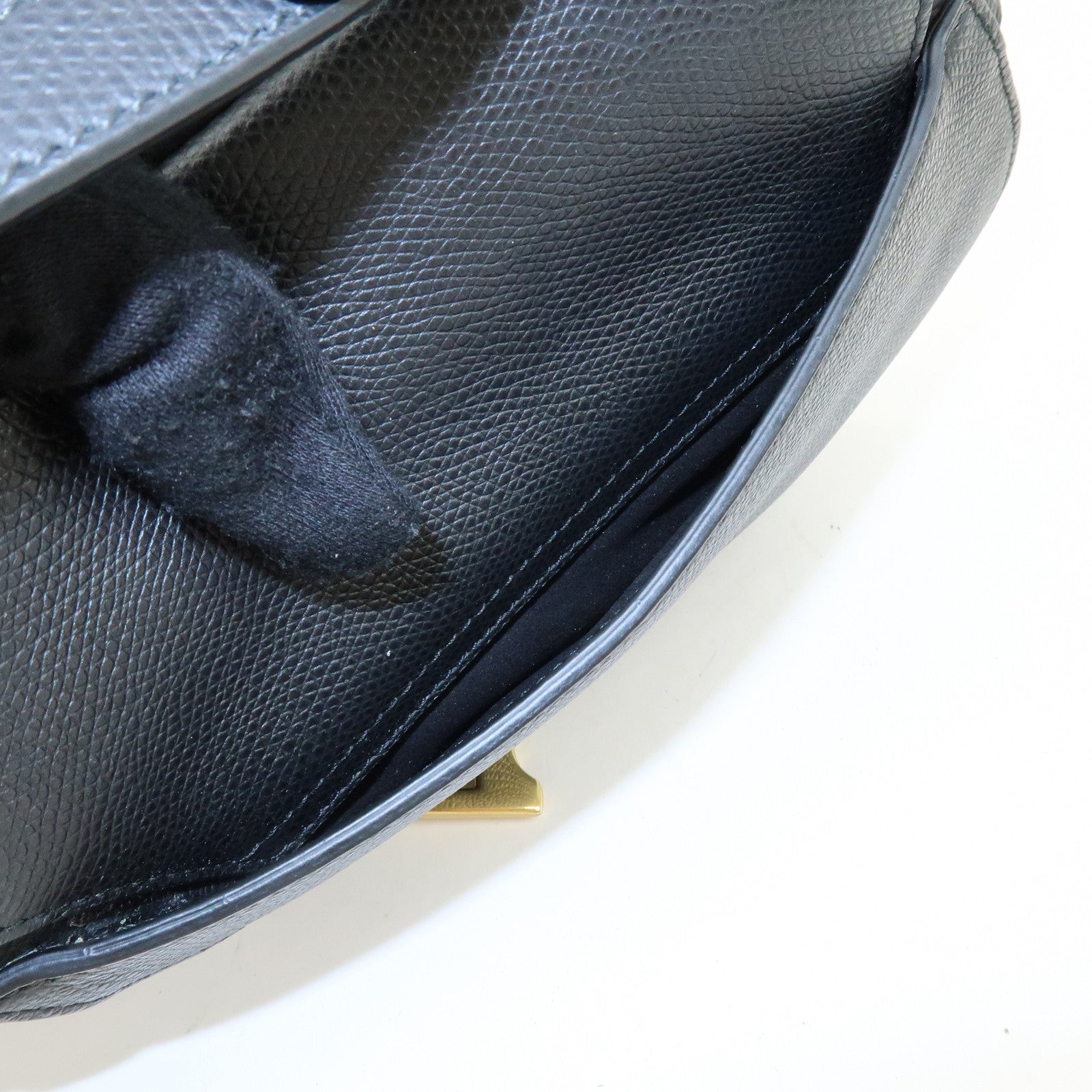 Christian Dior CD Logo Saddle Bag Leather Hand Bag Black