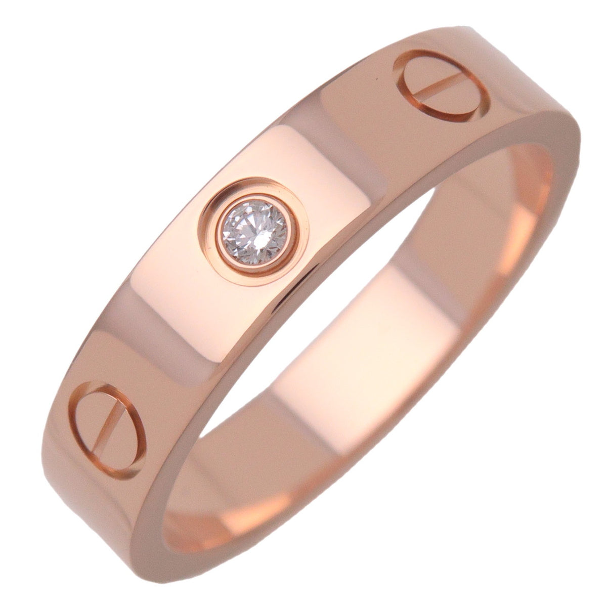 Cartier Mini Love 1P Diamond Ring K18 750PG Rose Gold #50 US5.25 EU50