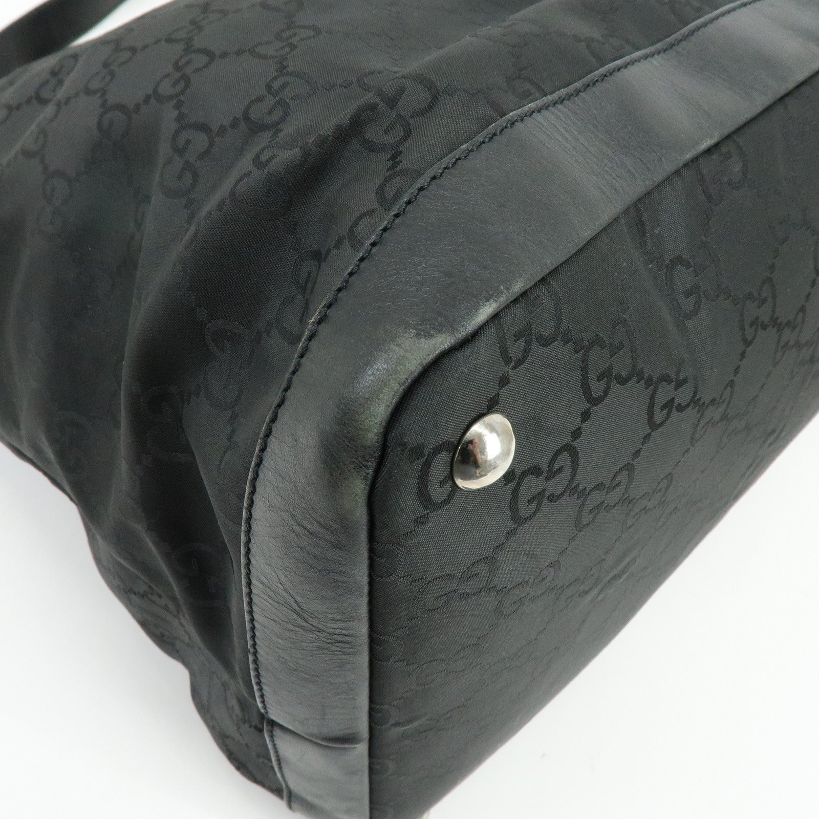 GUCCI GG Monogram Nylon Leather Boston Bag Travel Bag Black 105669