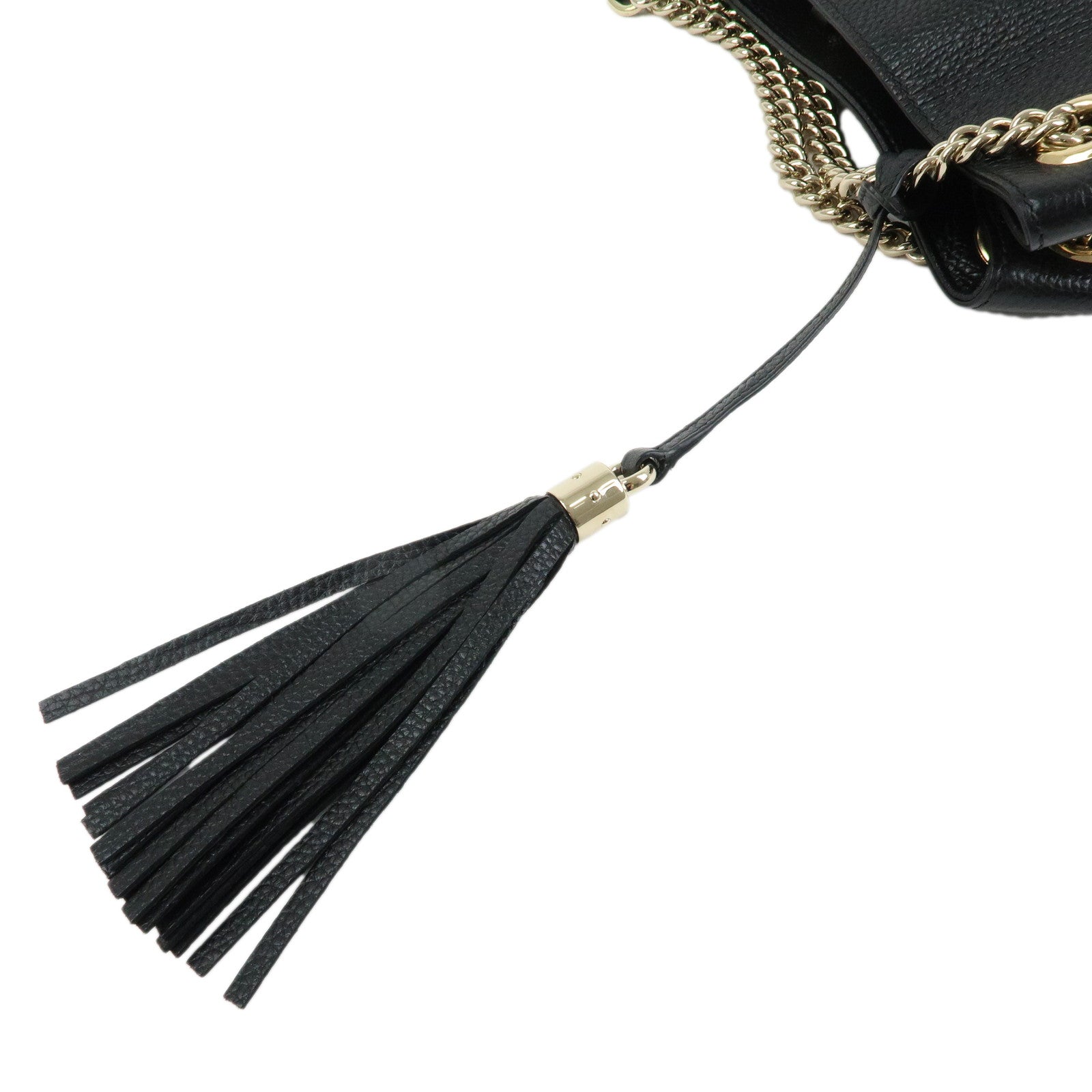 GUCCI SOHO Interlocking G Leather Chain Shoulder Bag Black 536196