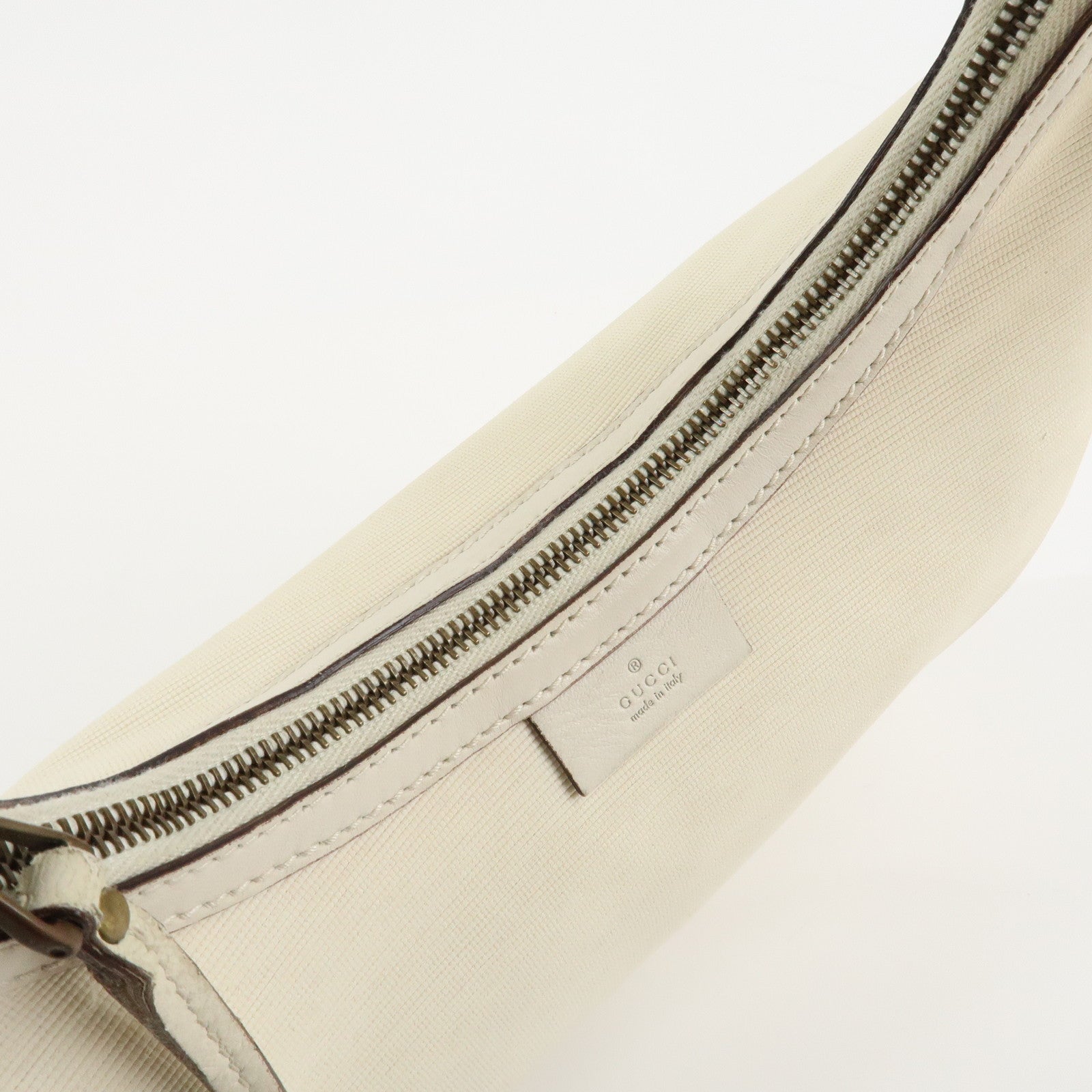 GUCCI Canvas Leather Hobo Bag Shoulder Bag Hand Bag Ivory 106293 Used