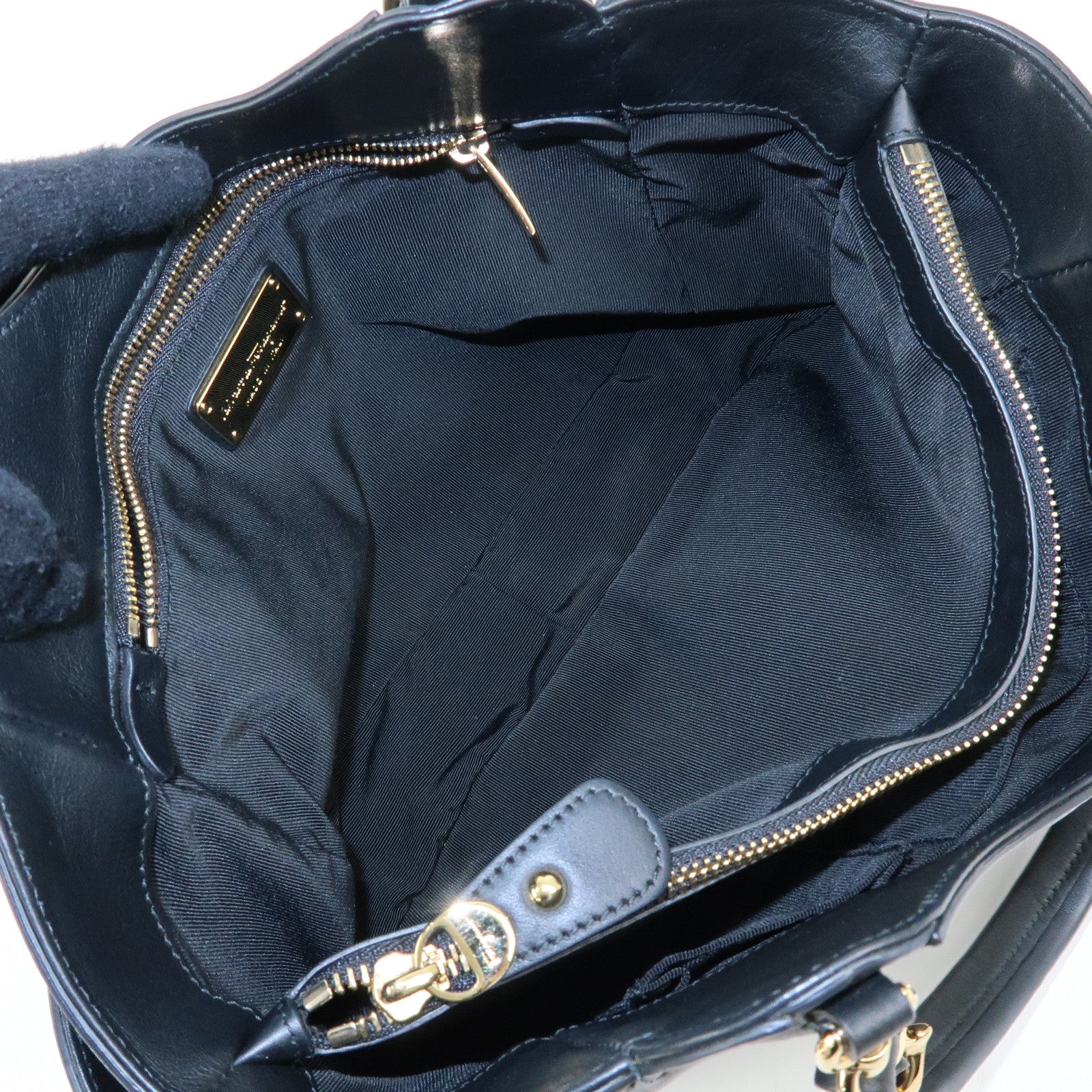 Ferragamo Gancini Leather Hand Bag Shoulder Bag Black 21 F077