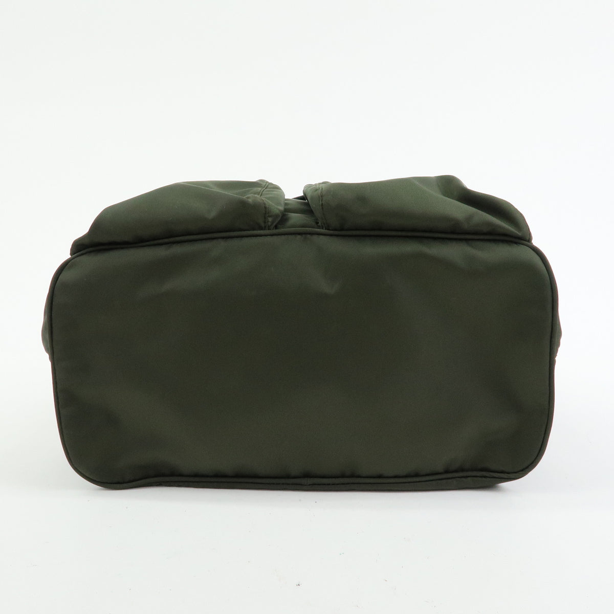 PRADA Triangle Logo Nylon Saffiano Leather Backpack Khaki 1BZ005