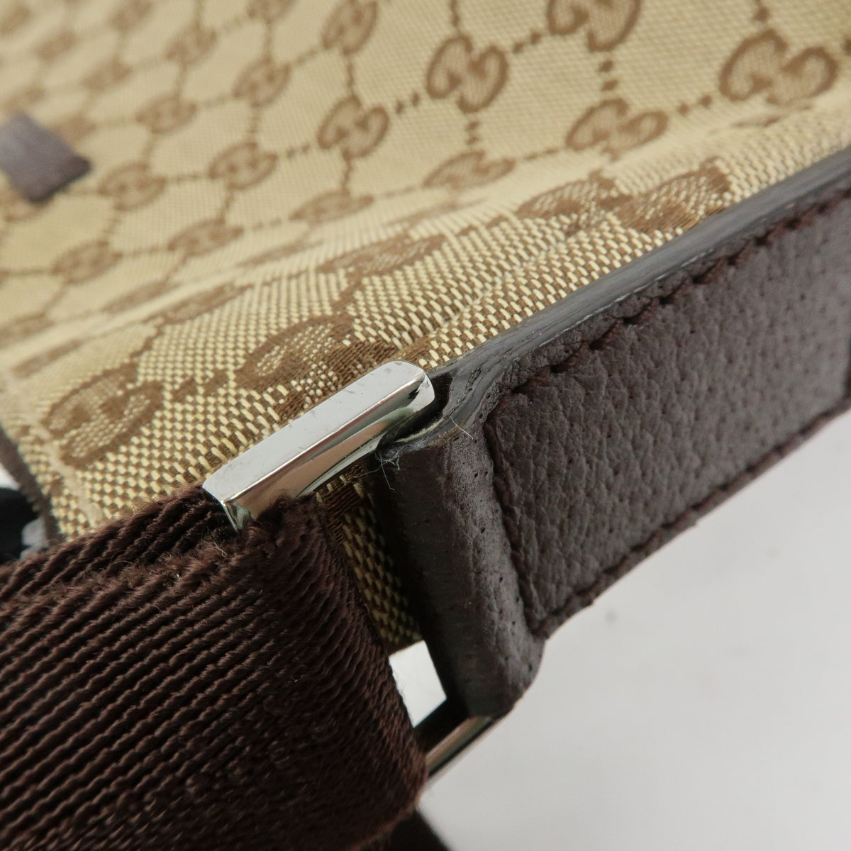 GUCCI GG Canvas Leather Shoulder Bag Crossbody Bag Beige Brown 114273