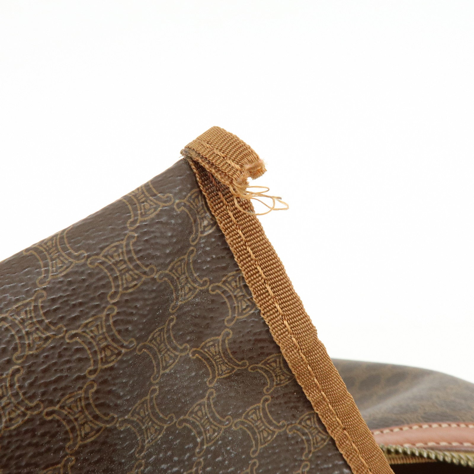 CELINE Macadam PVC Leather Boston Bag Hand Bag Brown