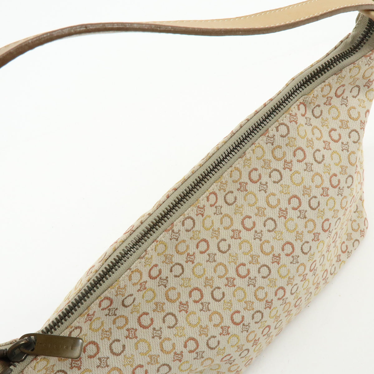 CELINE C Macadam Canvas Leather Shoulder Bag Hand Bag Beige