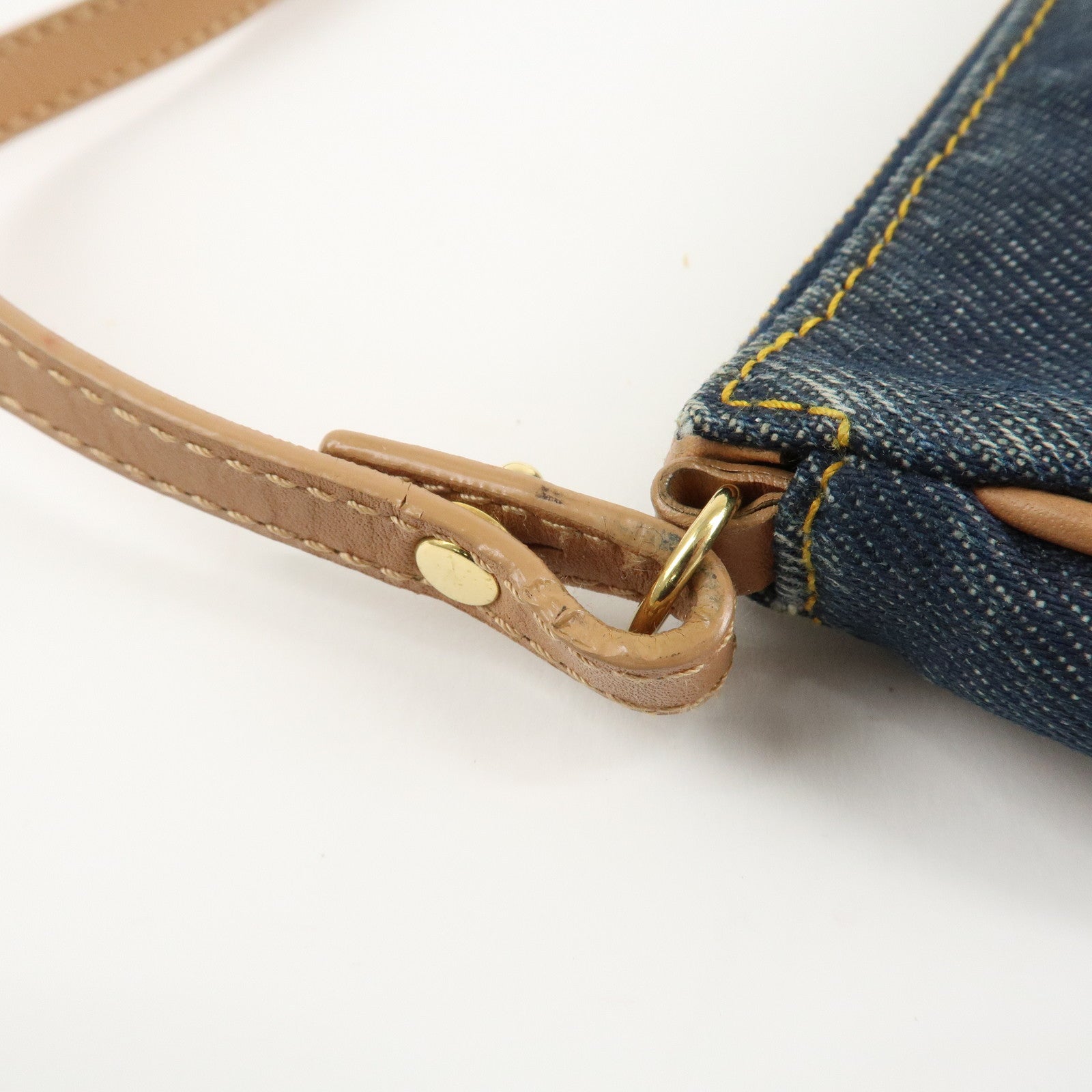 Christian Dior Saddle Pouch Denim Leather Hand Bag Shoulder Bag Indigo Used