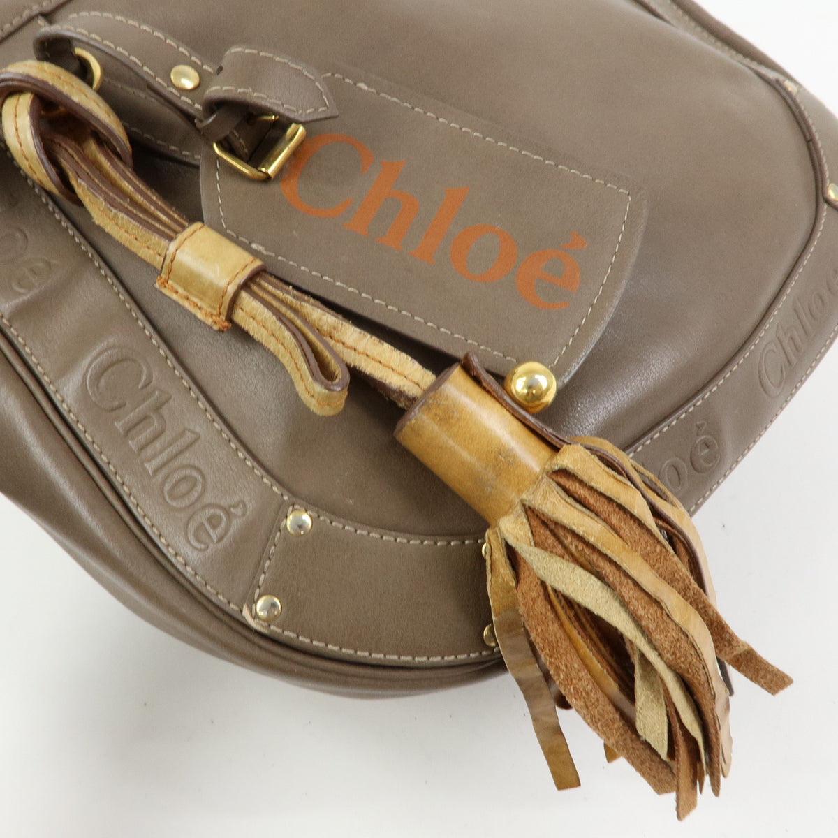 Chloe Eden Leather Shoulder Bag Crossbody Bag Tassel Beige
