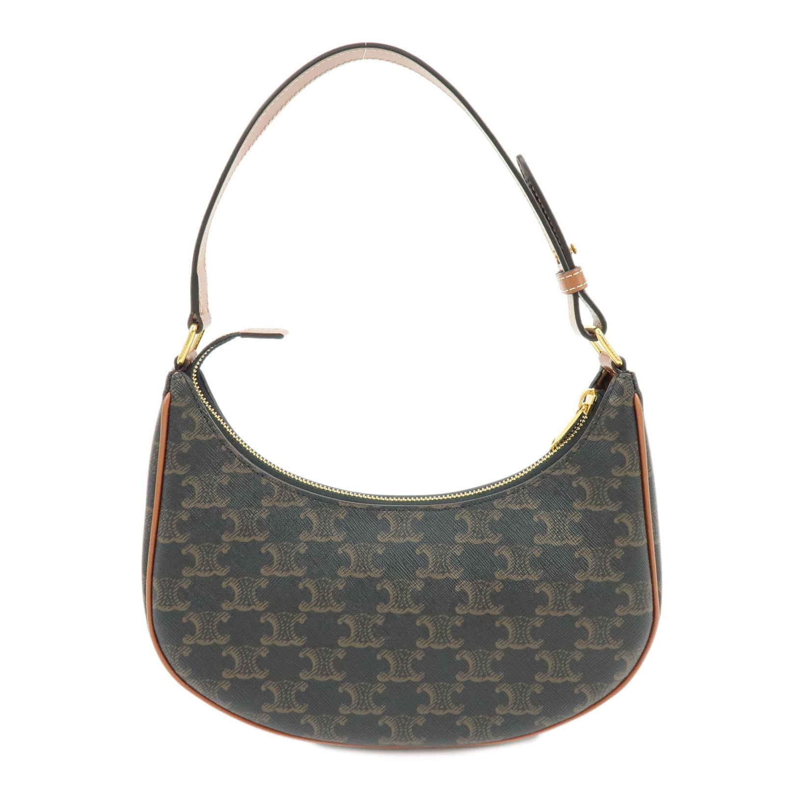CELINE AVA PVC Leather Shoulder Bag Hand Bag Black Brown