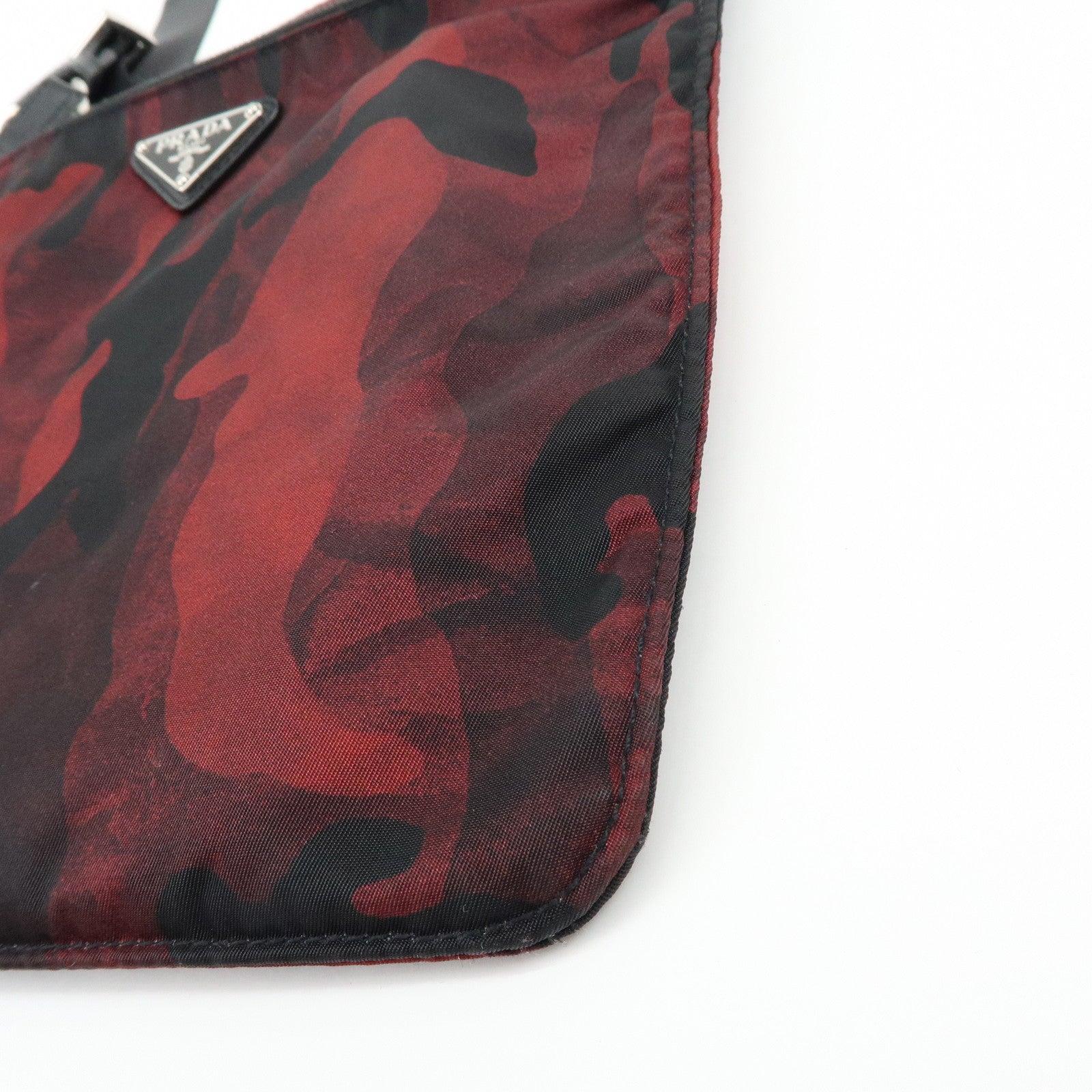 PRADA Triangle Logo Nylon Shoulder Crossbody Bag Camouflage Red BT0978