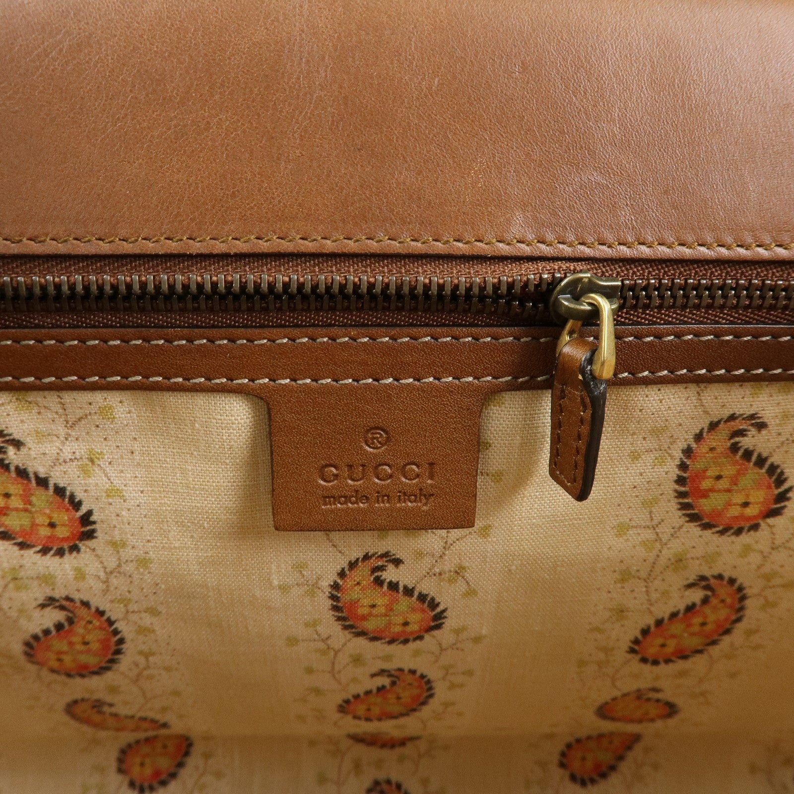 GUCCI Double G Leather 2Way Bag Hand Bag Shoulder Bag Brown 421890