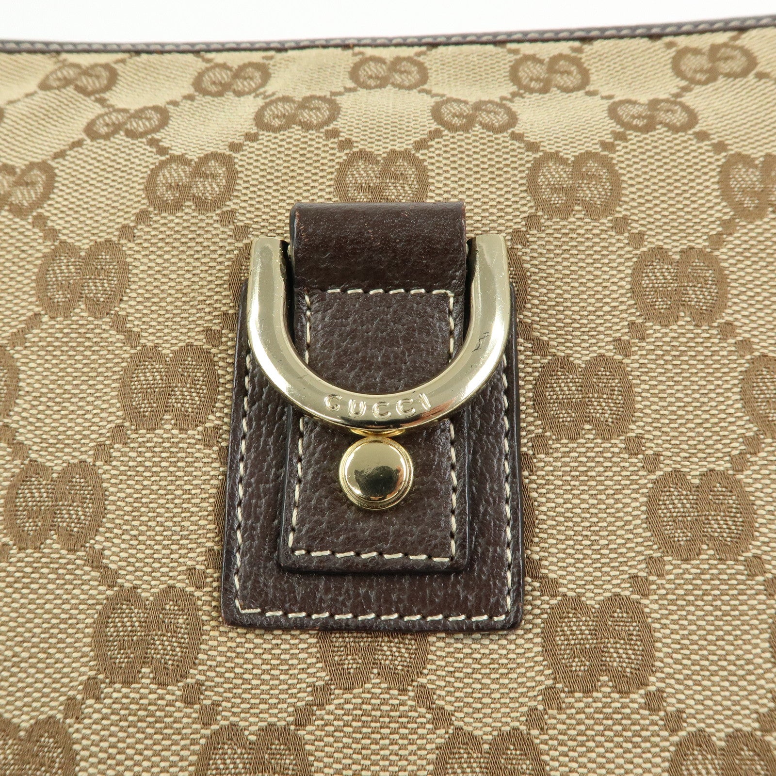 GUCCI Abbey GG Canvas Leather Shoulder Crossbody Bag Brown 131326