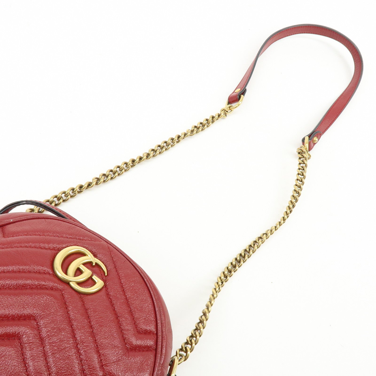 GUCCI GG Marmont Chevron Leather Chain Shoulder Bag Heart 550154