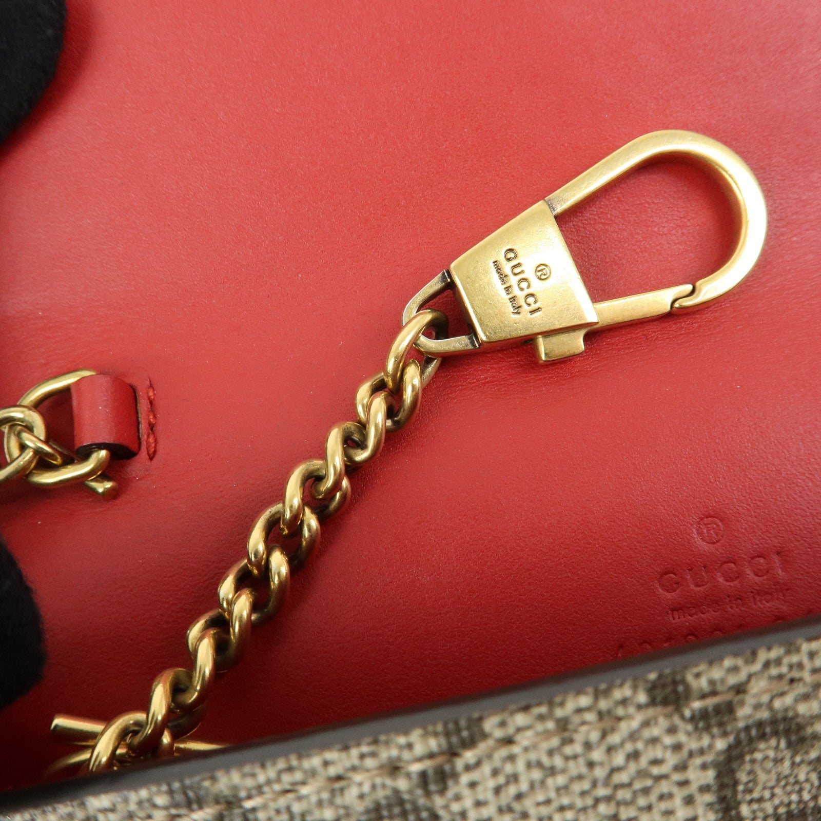 GUCCI Interlocking G GG Supreme Leather Chain Shoulder Bag Beige 481291