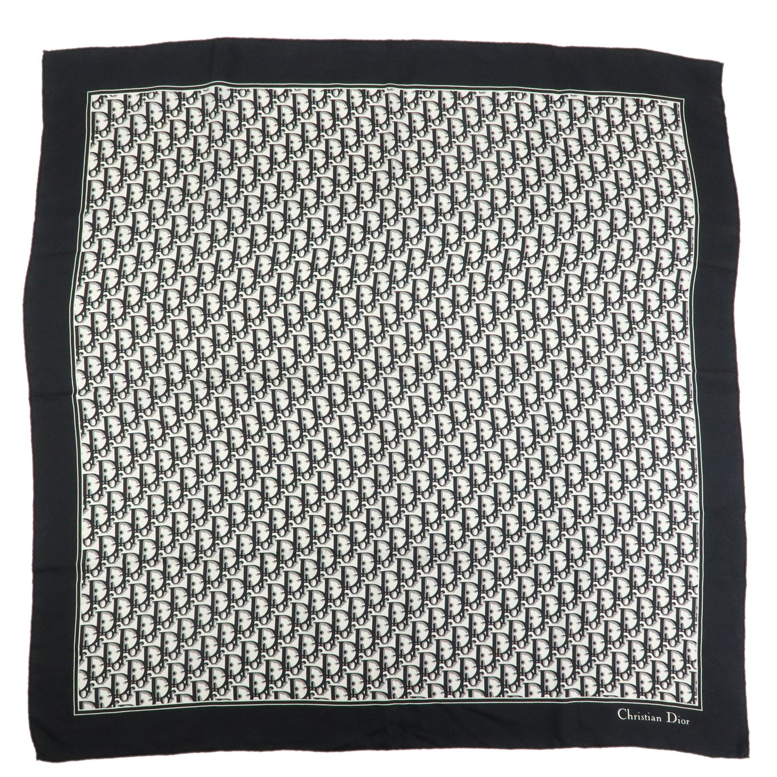 Christian Dior Trotter Silk 100% Scarf Black White