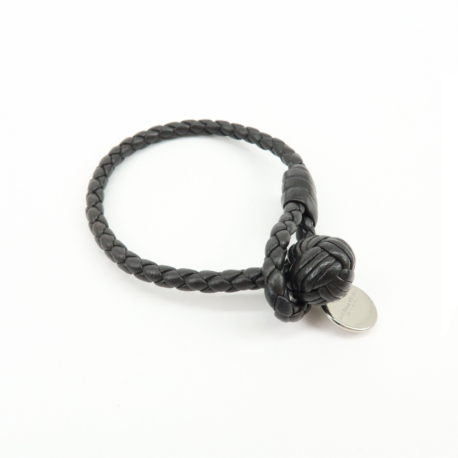 BOTTEGA VENETA Intrecciato Leather Bracelet Size M Black