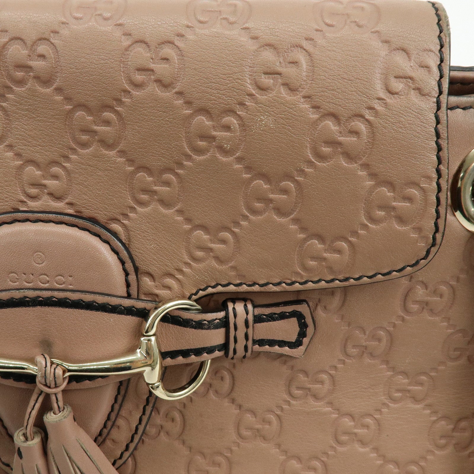 GUCCI Horsebit Guccissima Emily Leather Chain Shoulder Bag 295402