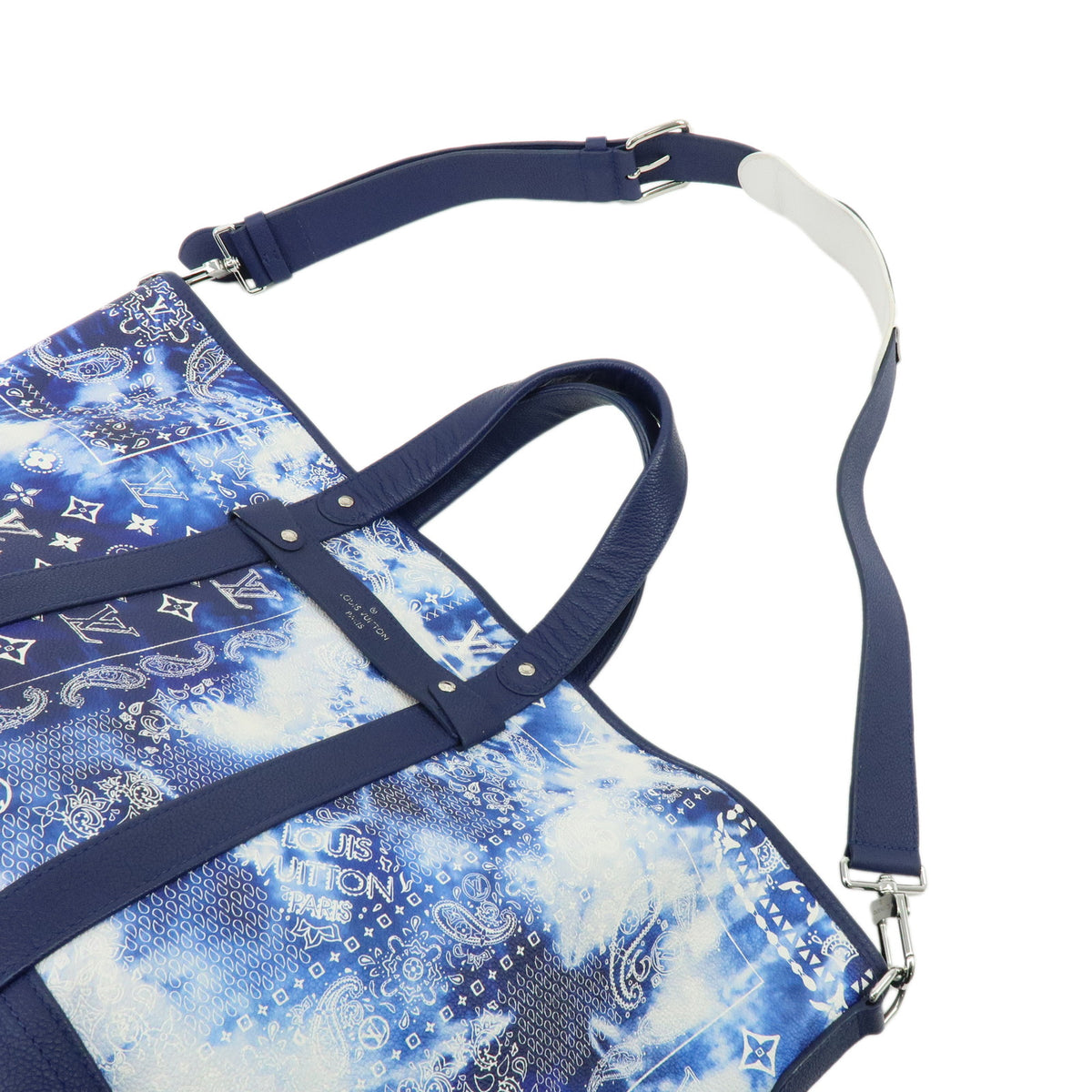 Louis Vuitton Bandana Trolley Tote Leather 2Way Hand Bag Blue M20553
