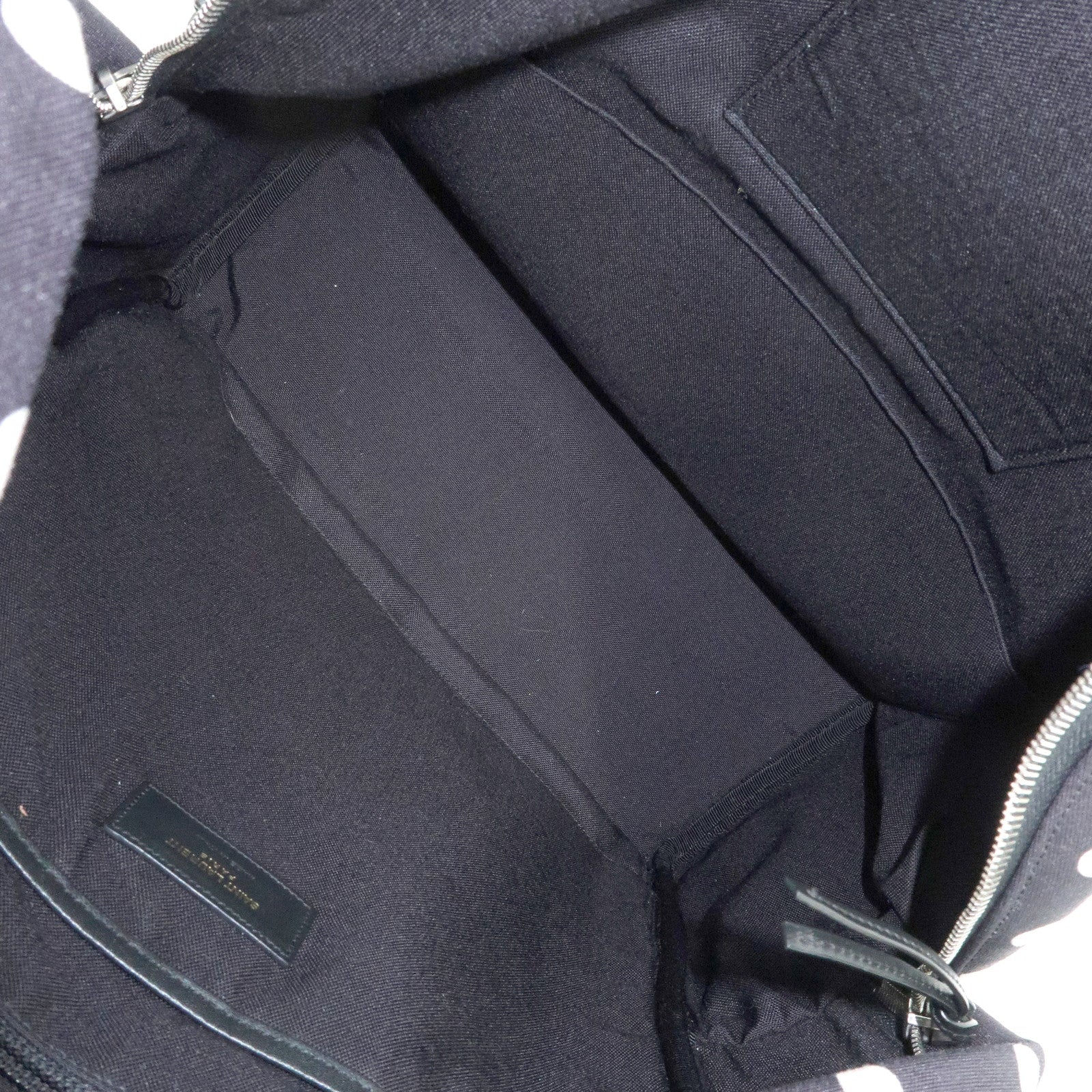 SAINT LAURENT PARIS City Canvas Backpack Rucksack Polka Dot Black White