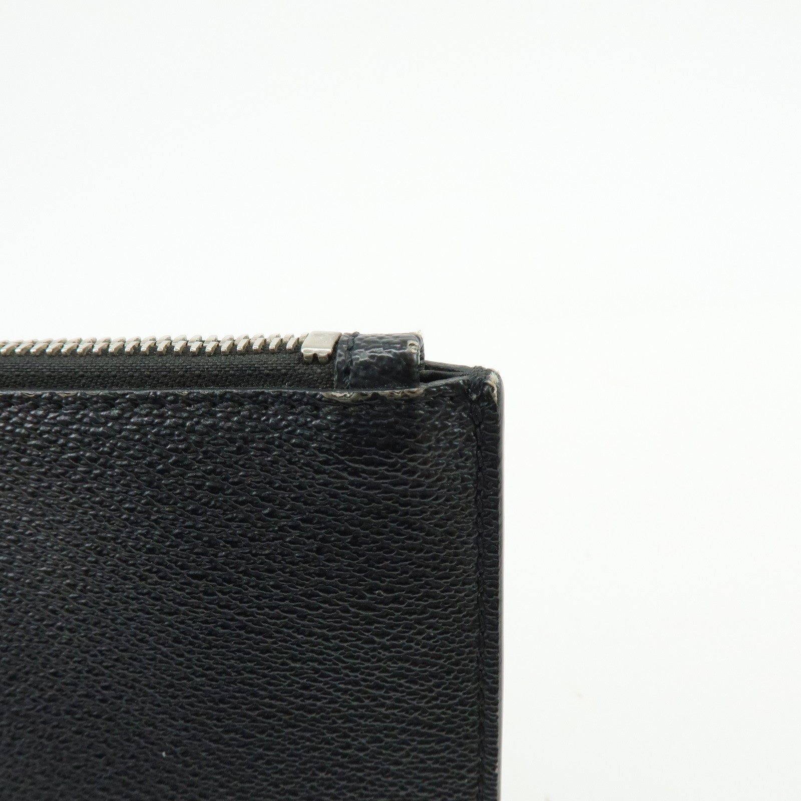 GIVENCHY Shark Print Leather Clutch Bag Flat Pouch Black