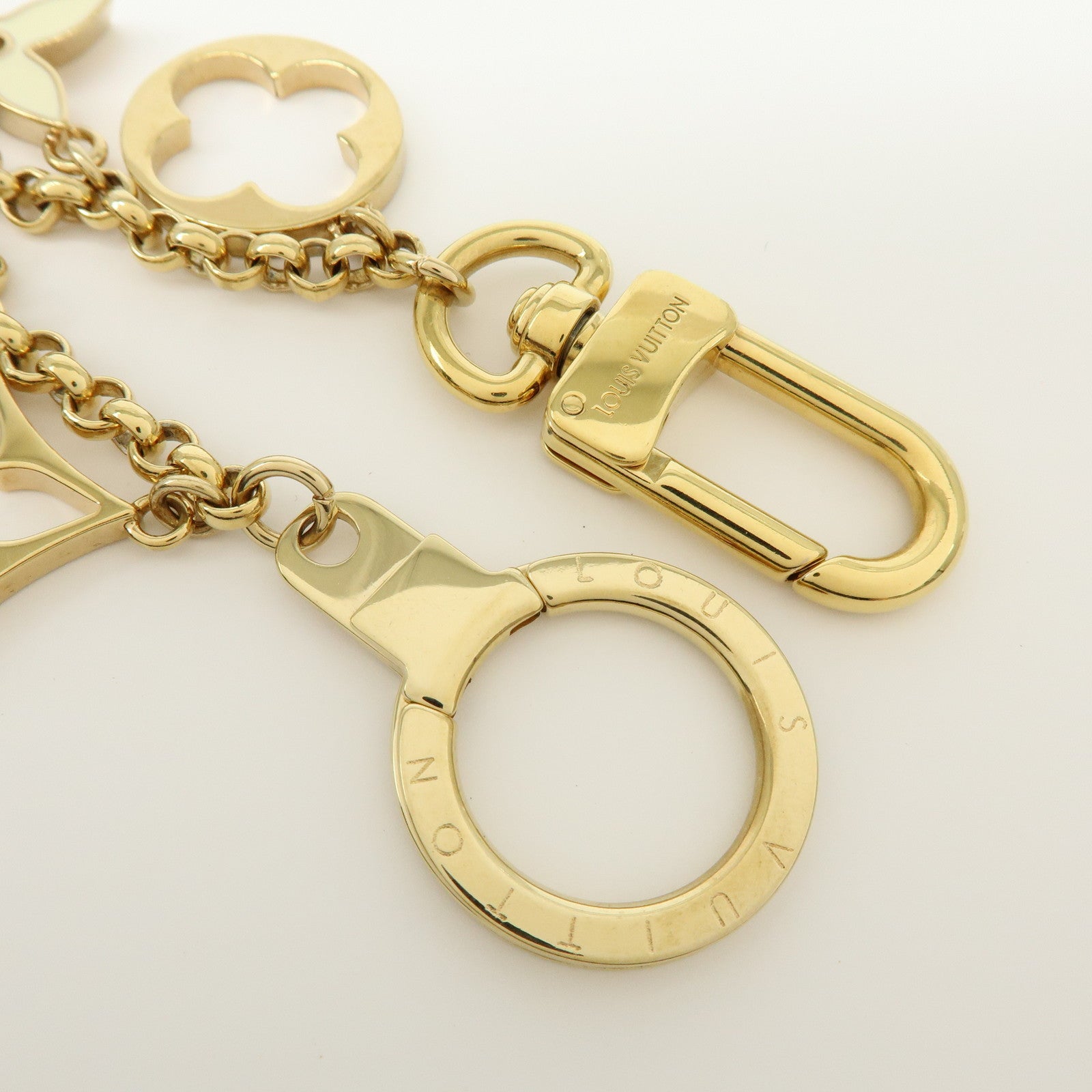 Louis Vuitton Fleur de Monogram Metal Bag Charm Key Chain Gold M65111
