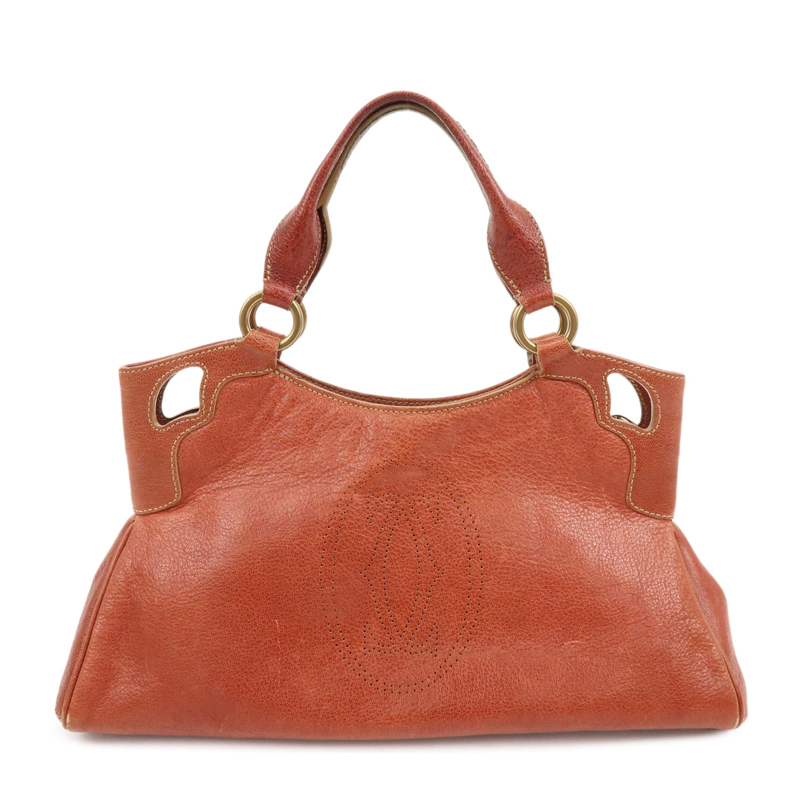 Cartier Marcello de Cartier Leather Hand Bag Tote Bag Brown