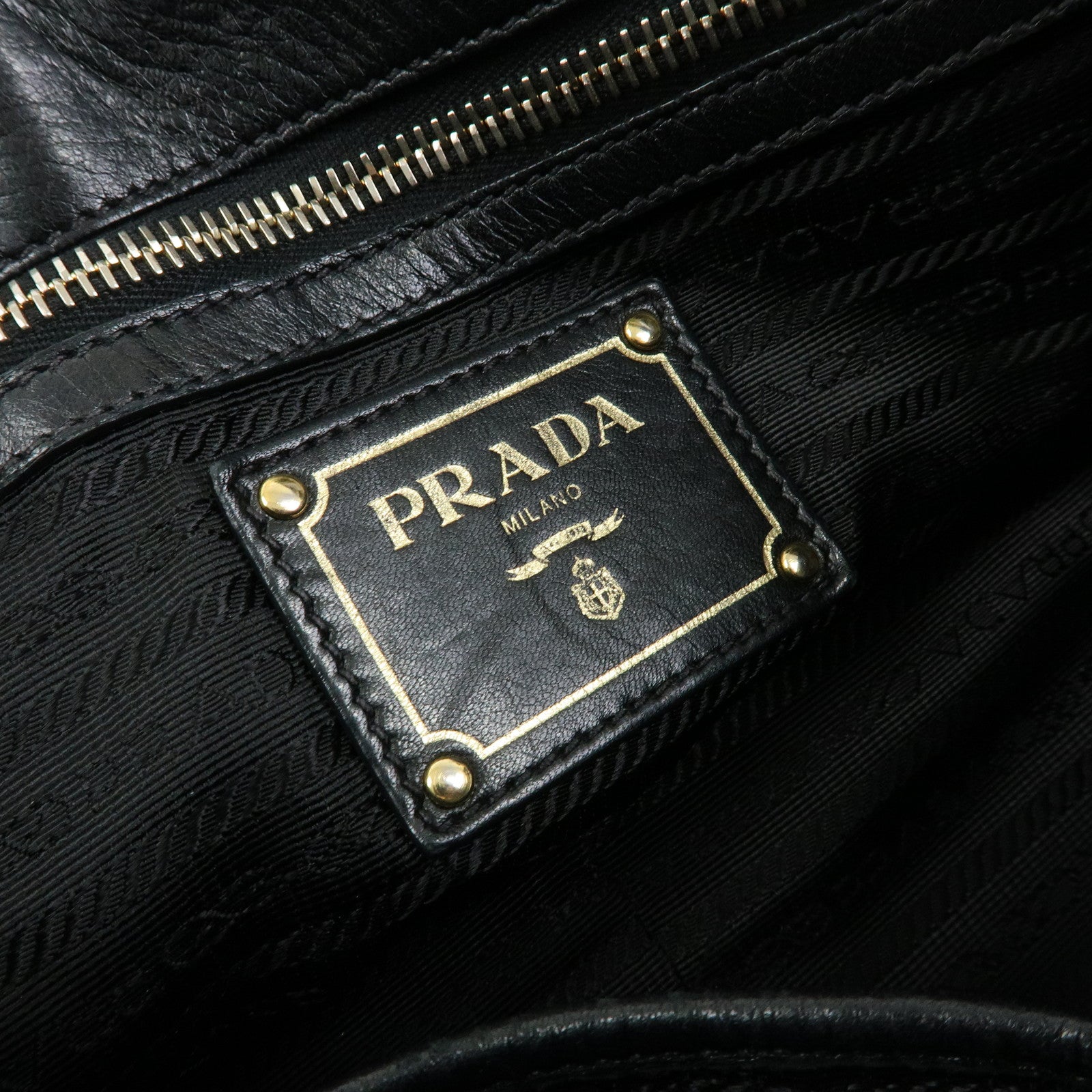 PRADA Logo Nappa Leather 2Way Bag Hand Bag Shoulder Bag Black