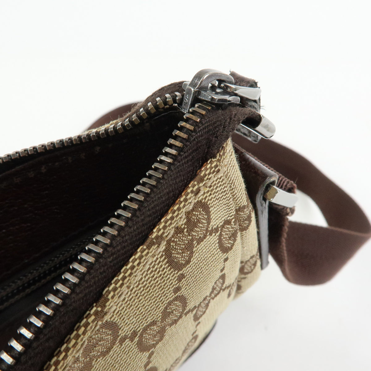 GUCCI GG Canvas Leather Shoulder Bag Crossbody Bag Beige Brown 114273