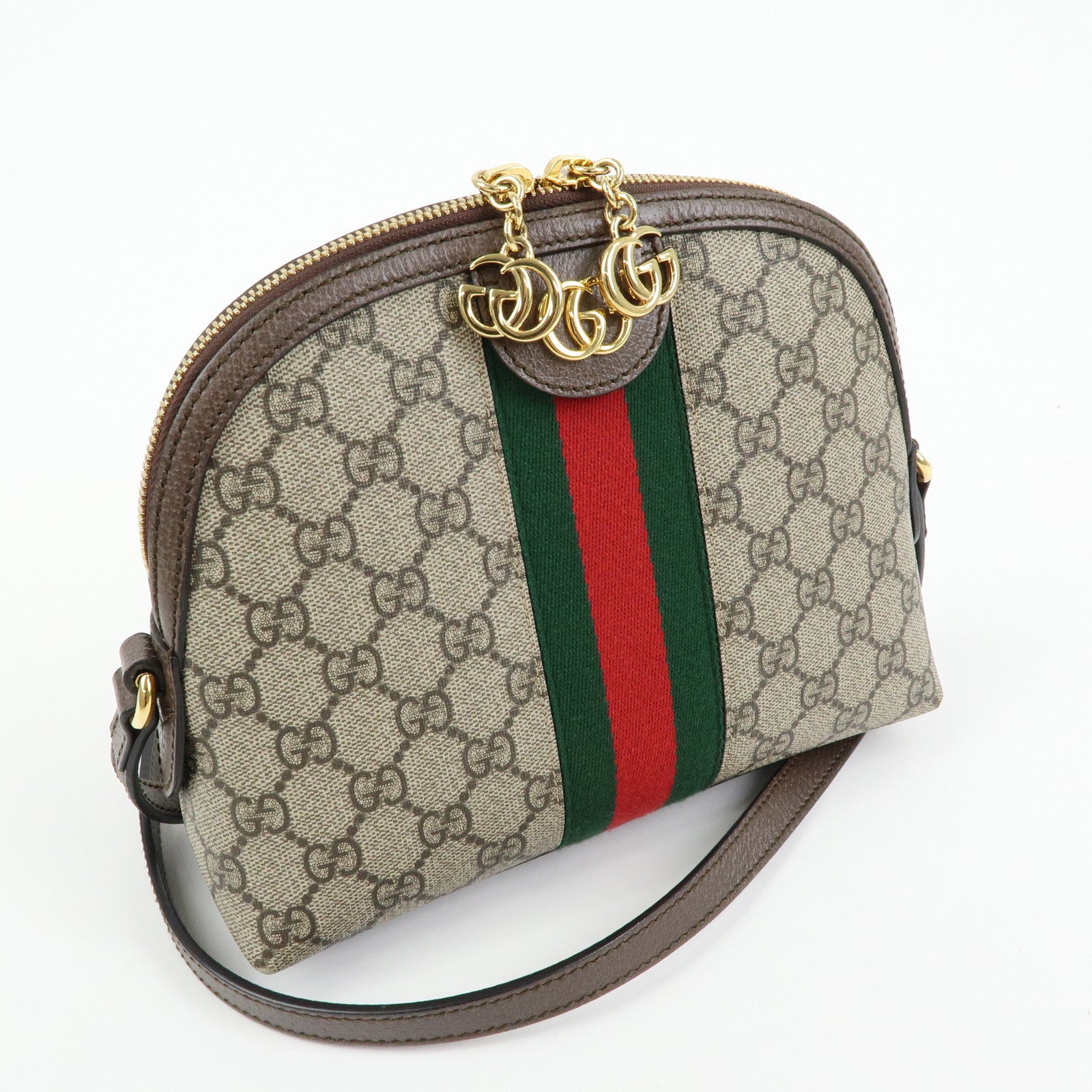 GUCCI Ophidia Sherry GG Supreme Leather Shoulder Bag Beige Brown 499621