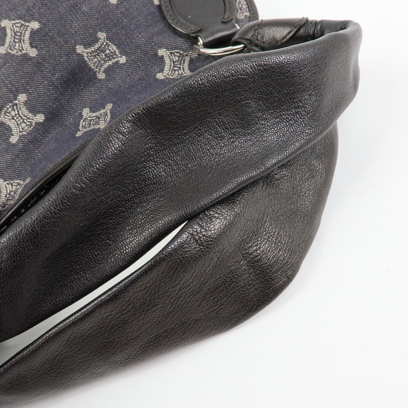 CELINE Macadam Bittersweet Denim Leather Shoulder Bag Indigo Blue Black