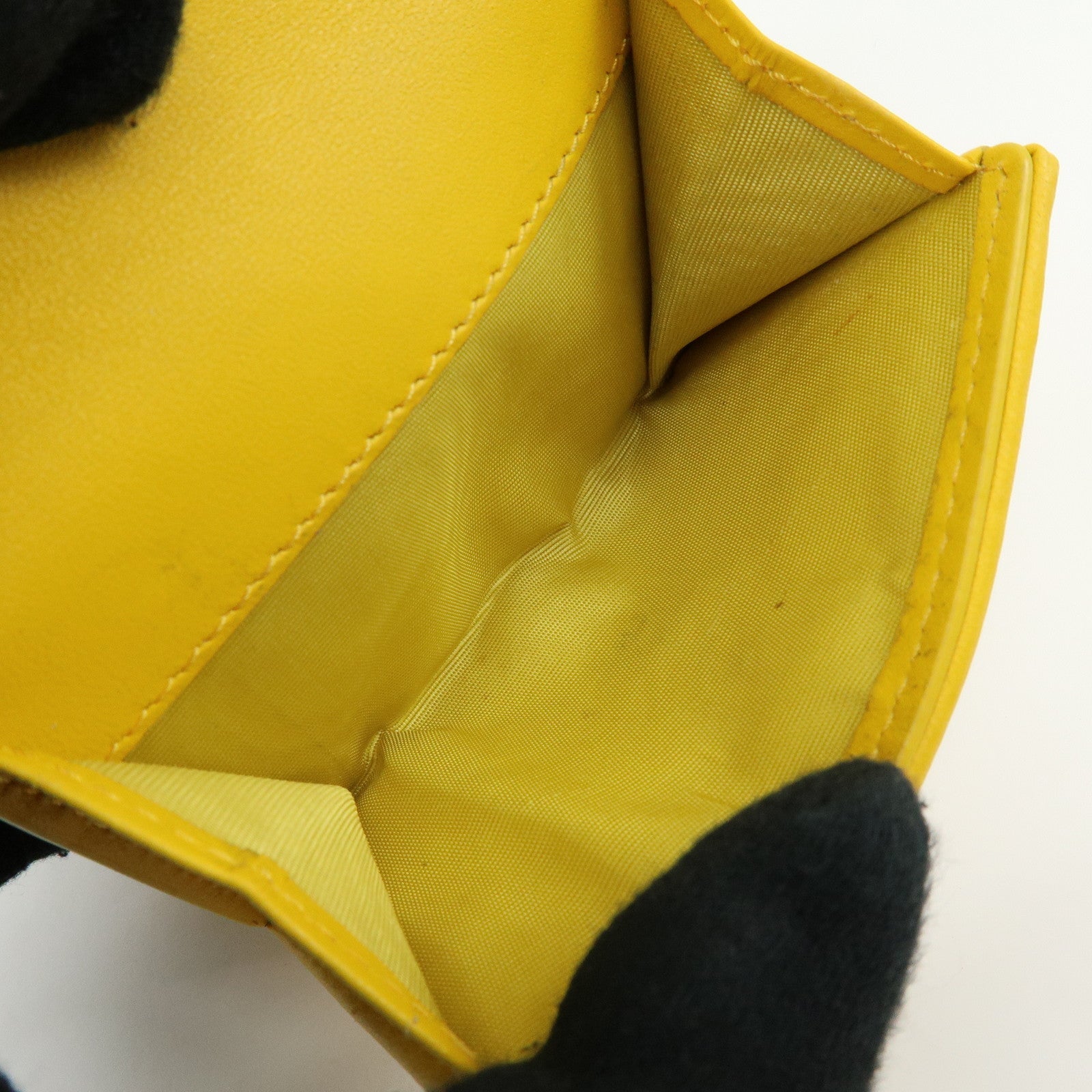 Christian Dior Lady Dior Cannage Leather Lotus Compact Wallet Yellow