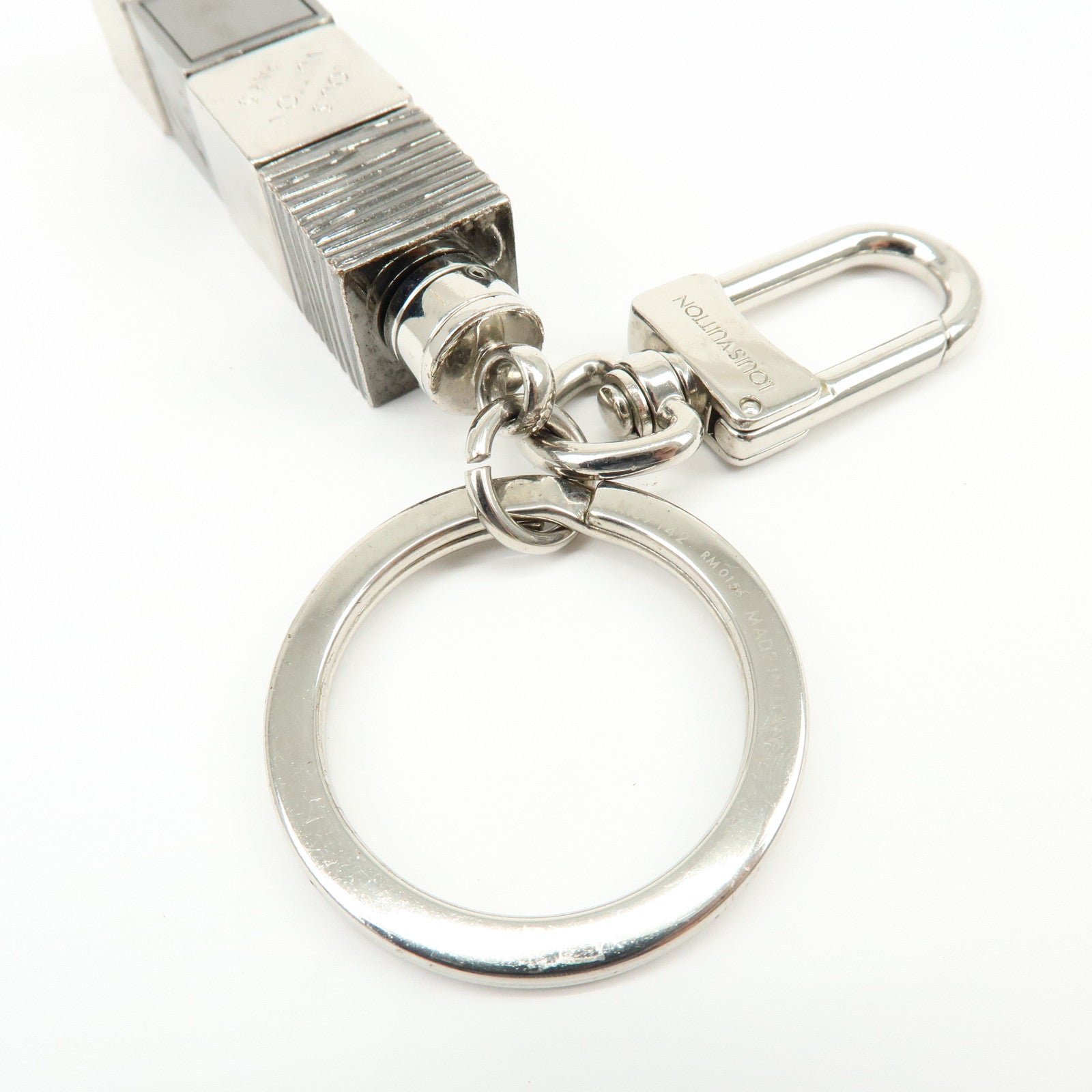 Louis Vuitton Porte Cles Cube Bag Key Charm Silver Gray M67142