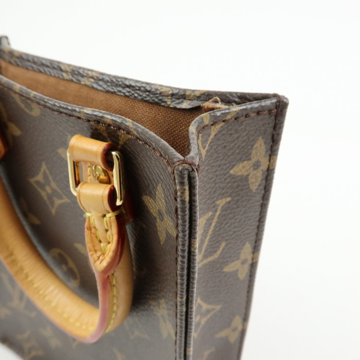 Louis Vuitton Monogram Petit Sac Plat 2Way Shoulder Bag Brown M69442