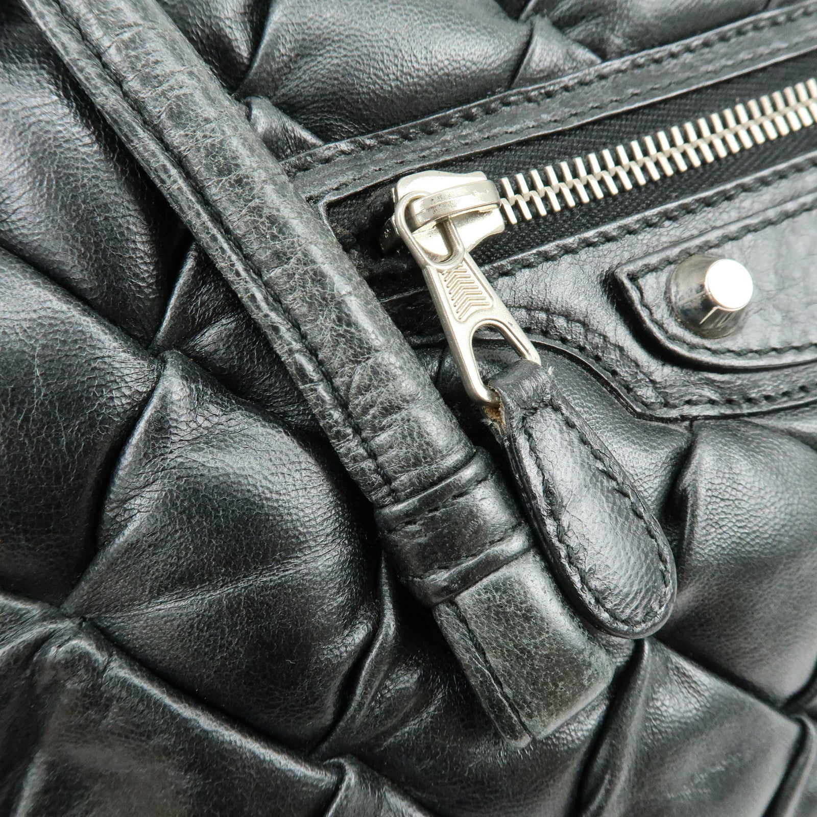 BALENCIAGA The Matelasse Leather Hand Bag Mini Boston Bag 182089